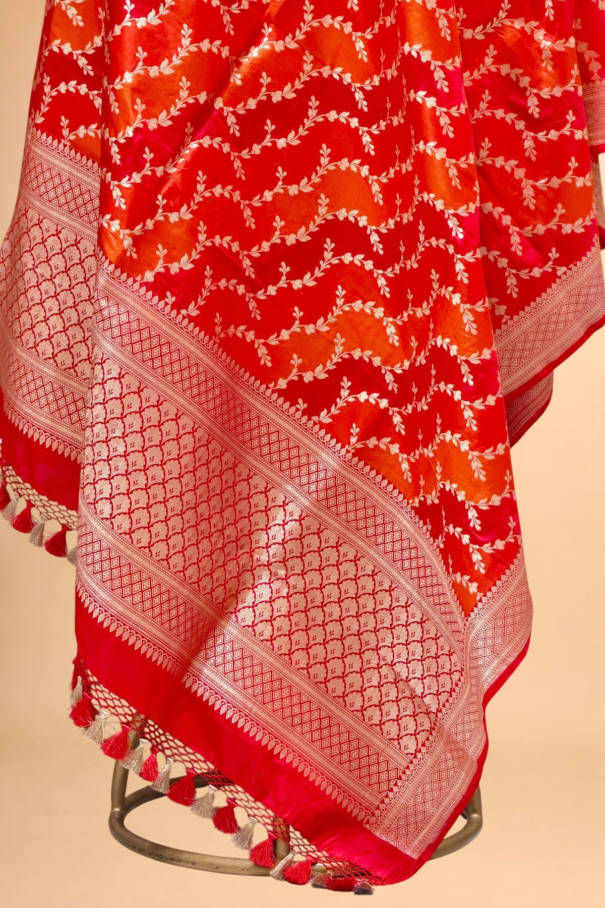 Red Rangkaat Pure Katan Silk Dupatta