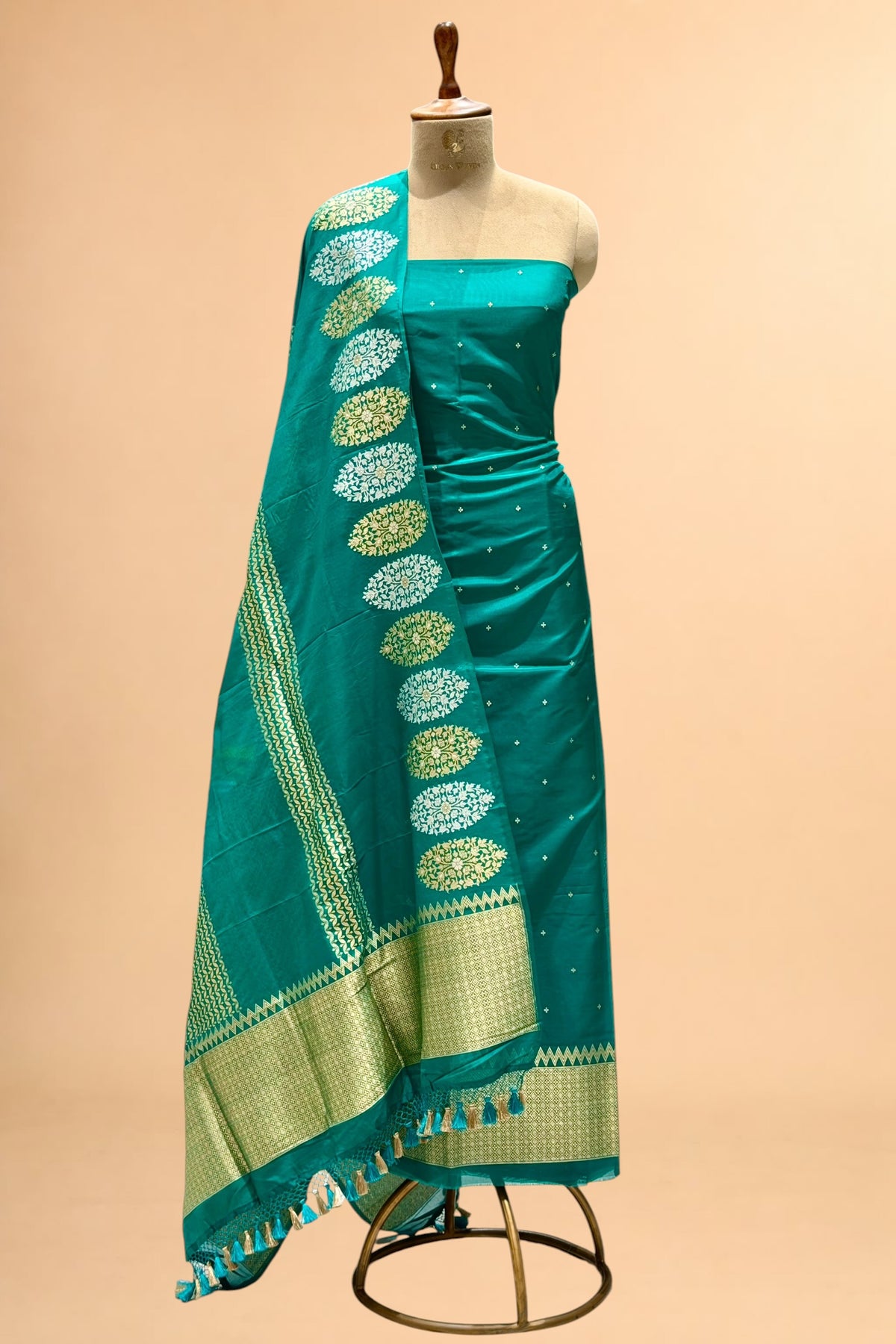 Peacock Green Banarasi Pure Katan Silk Suit Set