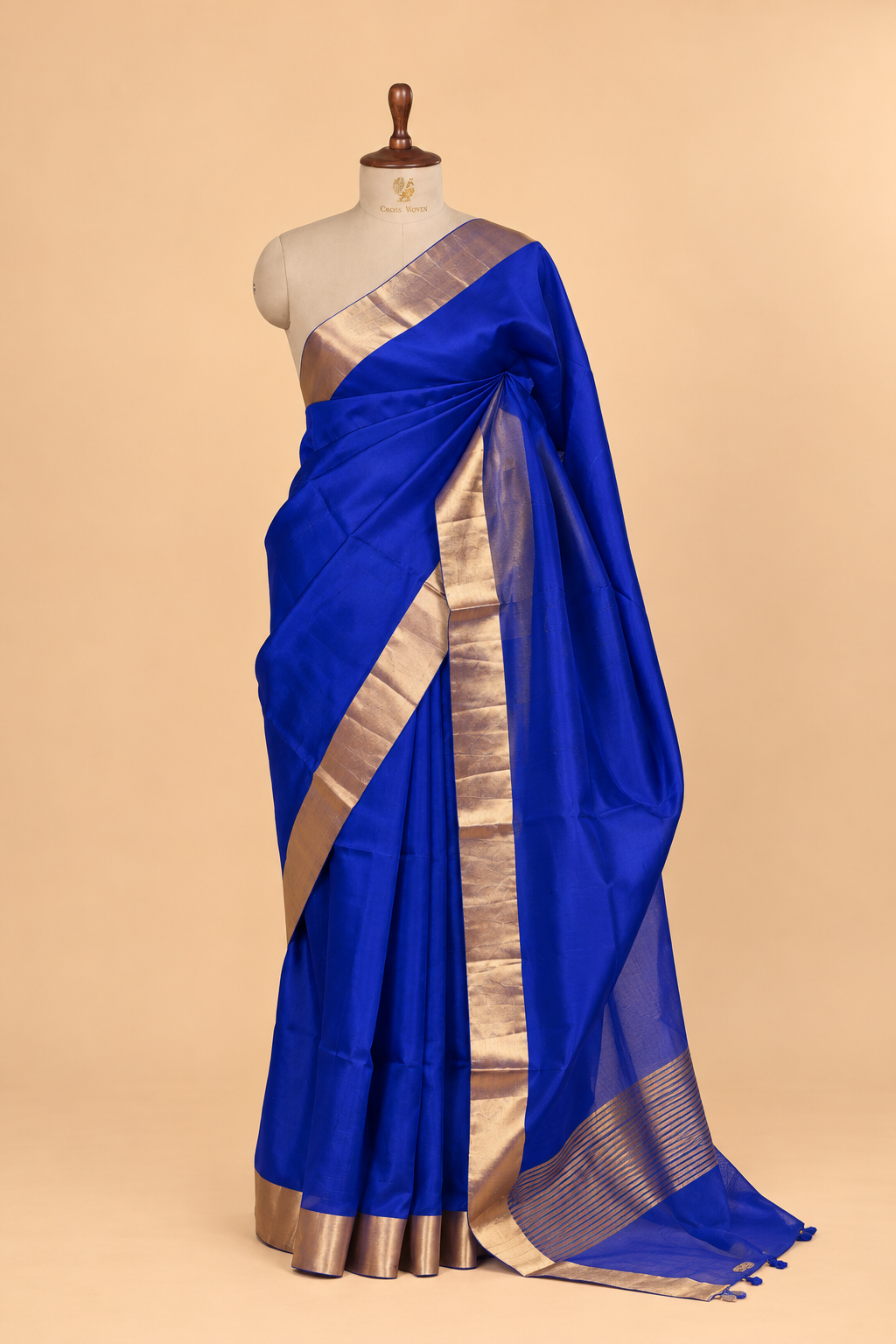 Blue Plain Handwoven Pure Banarasi Soft Silk Saree