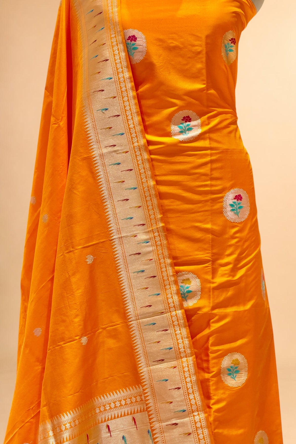 Orange Pure Katan Silk Suit Set