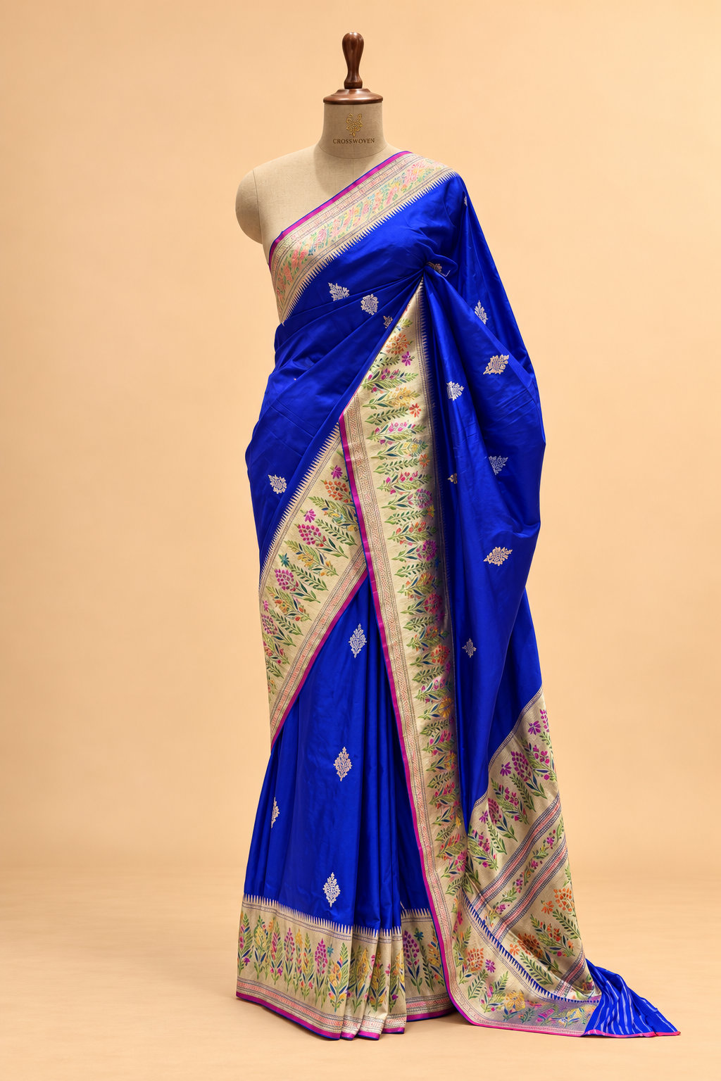 Pure katan silk saree with paithani border
