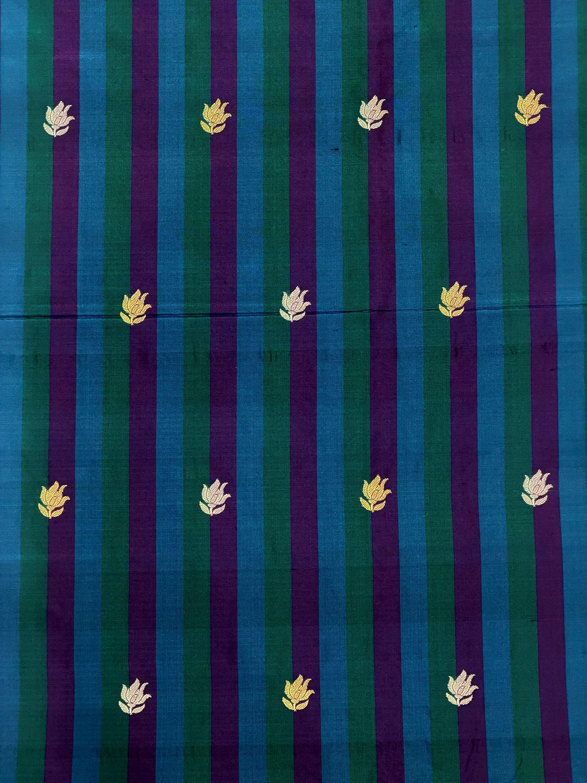 Rangkaat Stripes Pure Katan Silk With Kadhwa Floral Boota