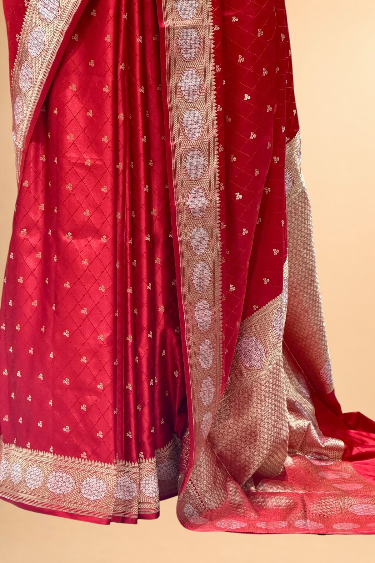 Red Banarasi Sona-Rupa Pure Katan Satin Silk Saree
