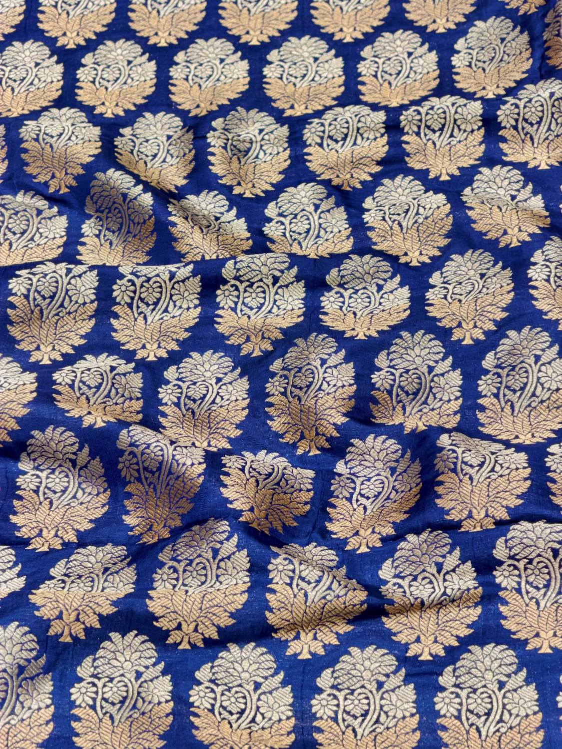 Royal Blue Banarasi Allover Sona - Rupa Pure Katan Silk Fabric