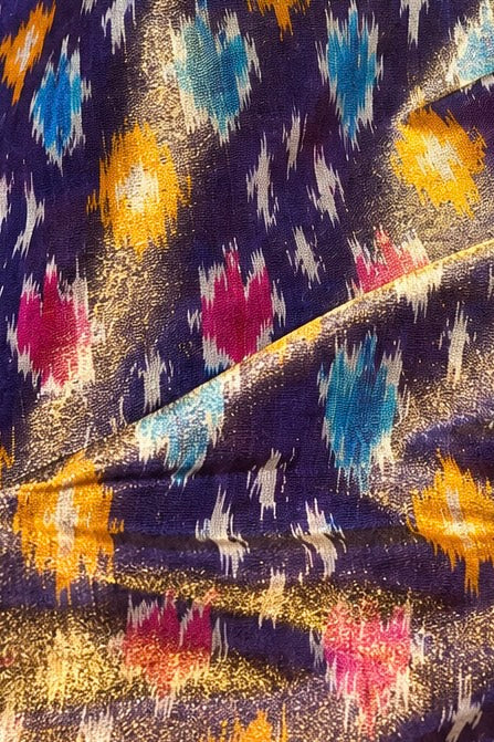 Royal Purple Pure Tissue Silk Ikkat Fabric