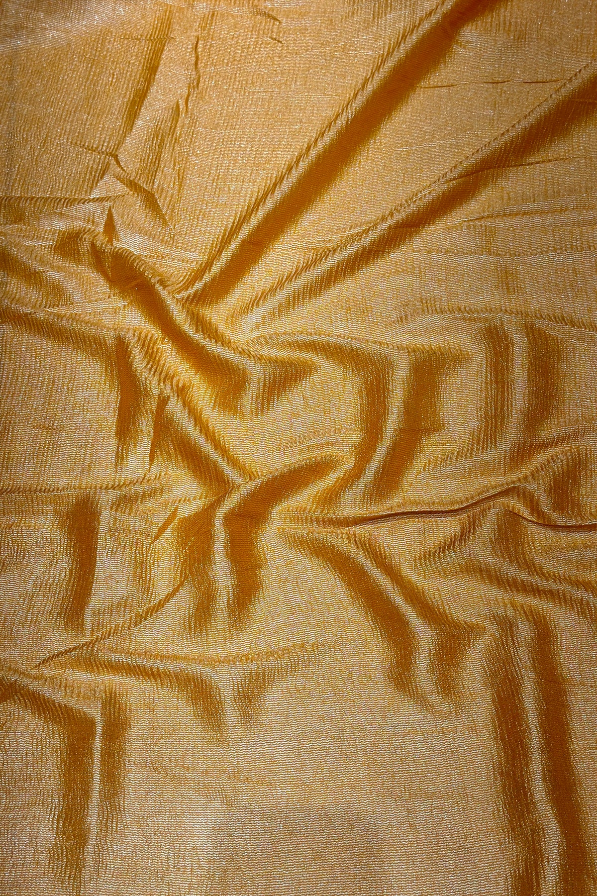 Yellow Pure Munga Silk Saree with Tissue Stripes