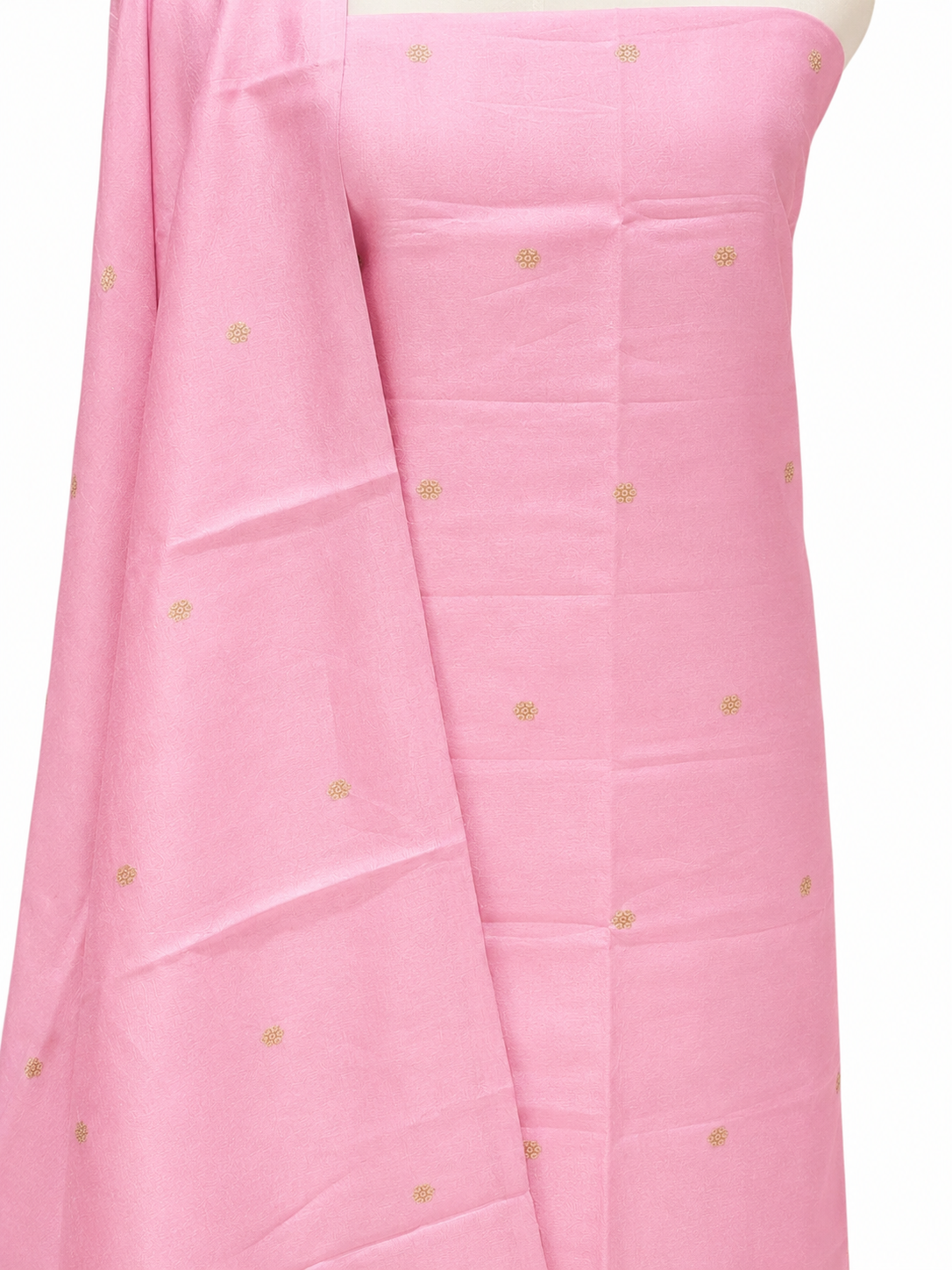 Pastel Pink Pure Silk Suit Set With Statement Bootas