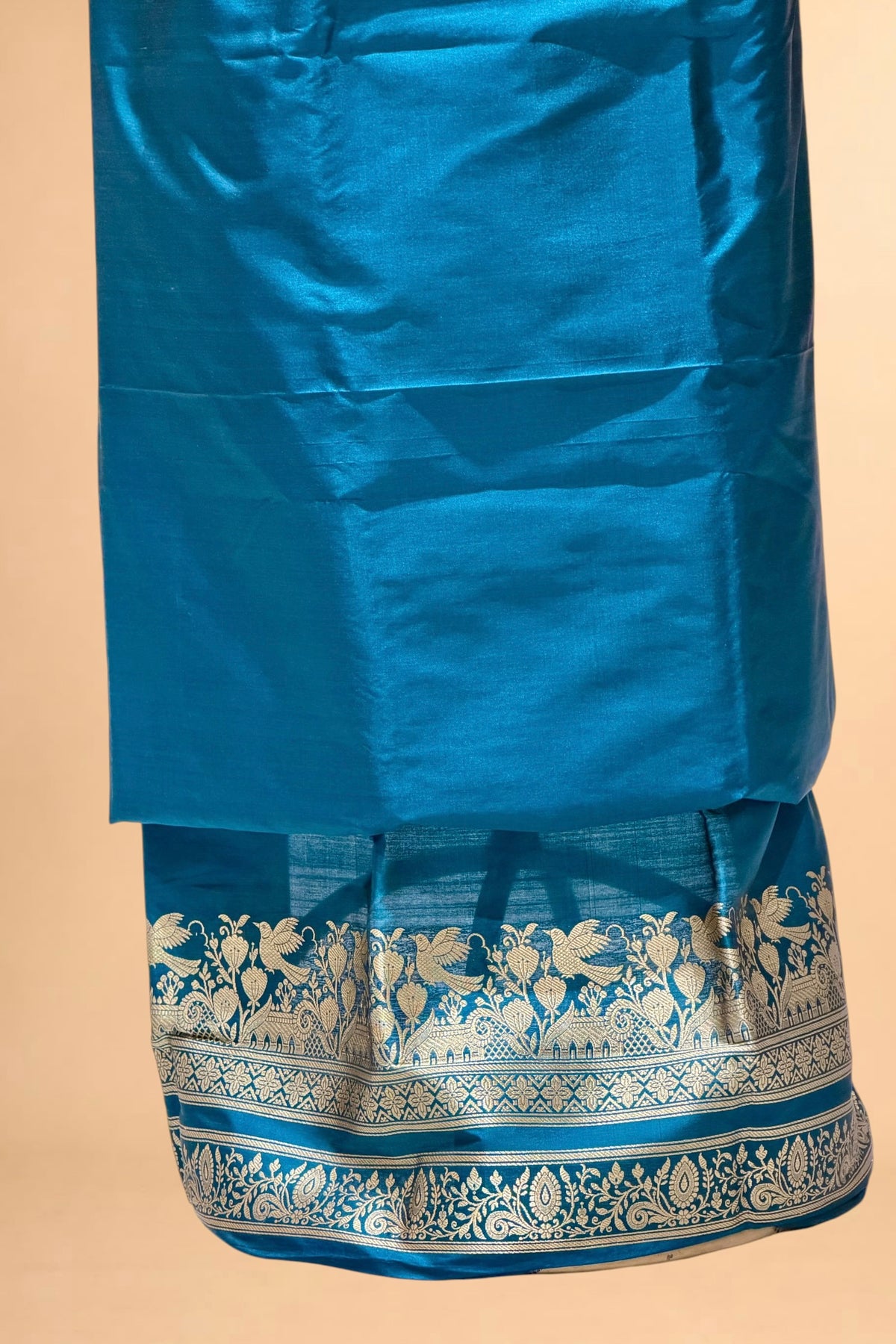 Deep Teal Katan Silk Co-Ord Set with Regal Panel