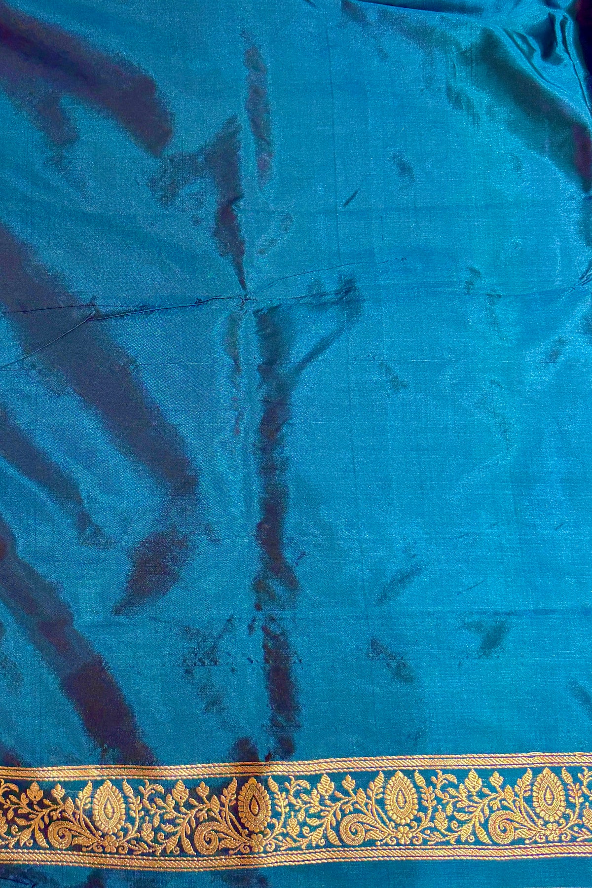 Deep Teal Katan Silk Co-Ord Set with Regal Panel