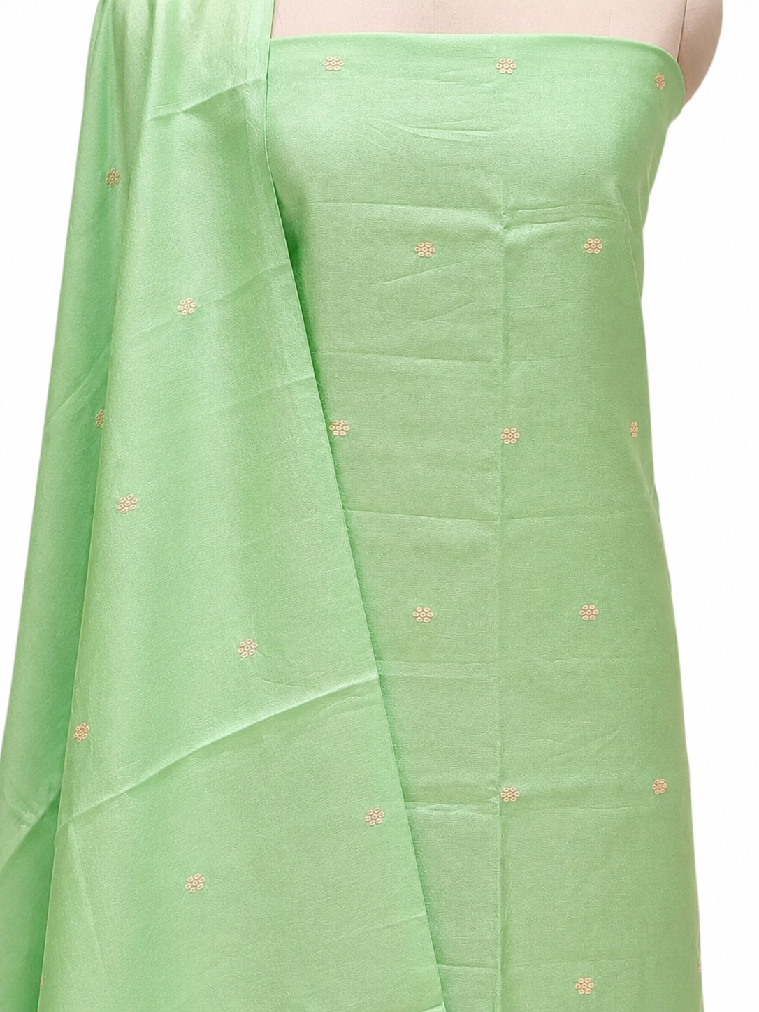 Mint Green Pure Silk Suit Set With Statement Bootas