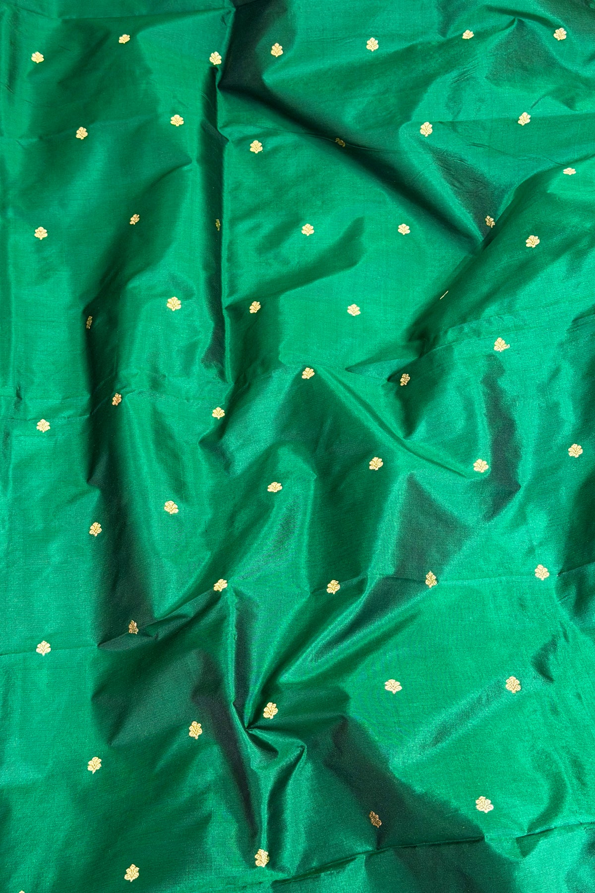 Emerald Green Katan Silk Co-Ord Set with Regal Panel