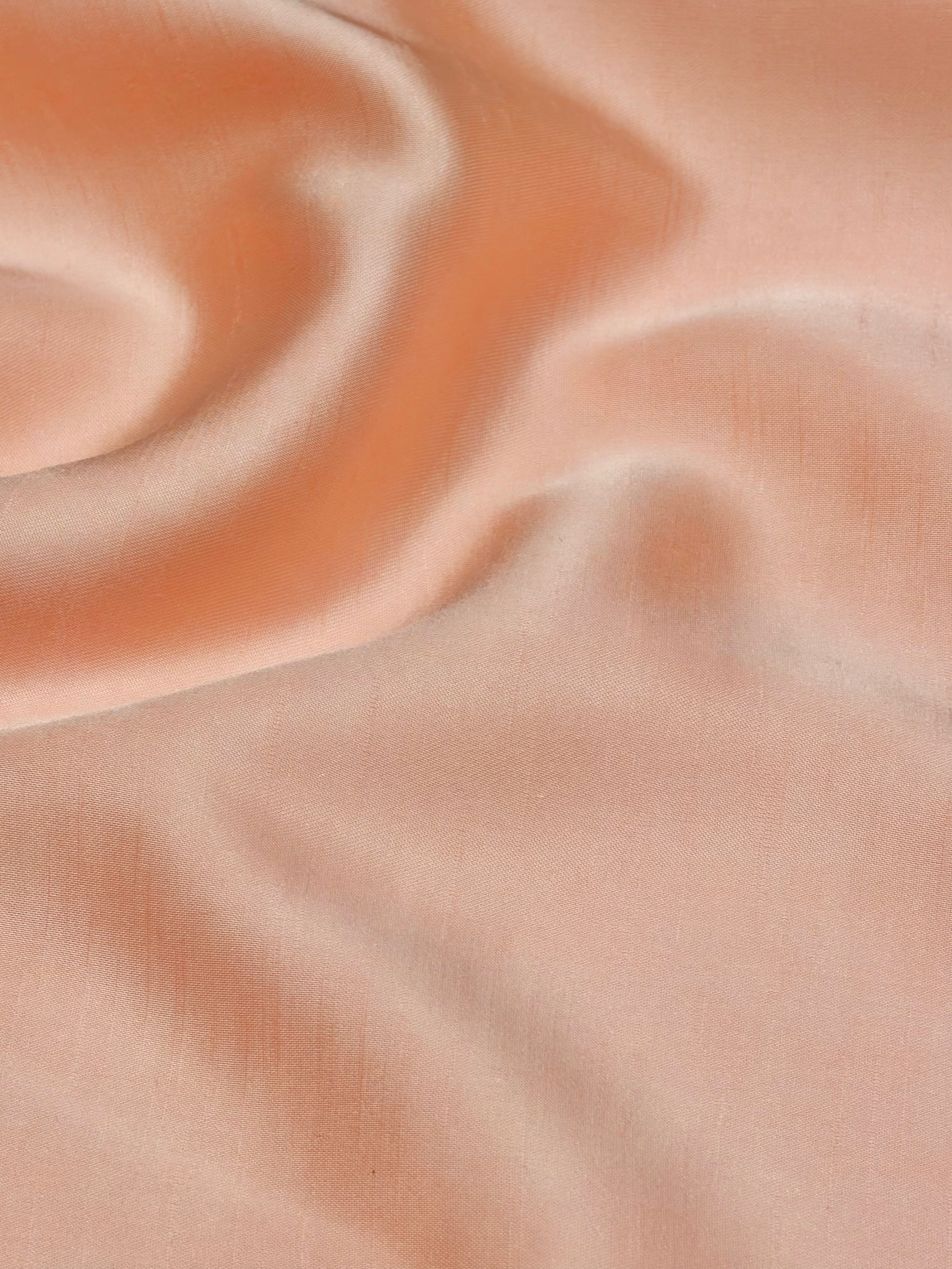 Peach Plain Pure Muslin Silk Fabric