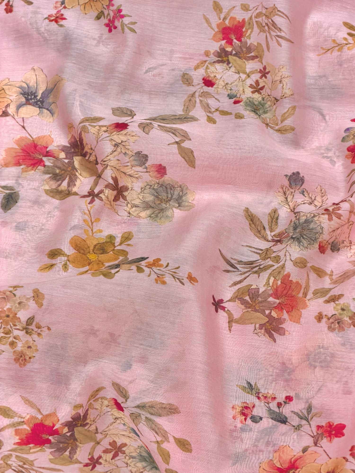 Pink Printed Mul Fabric