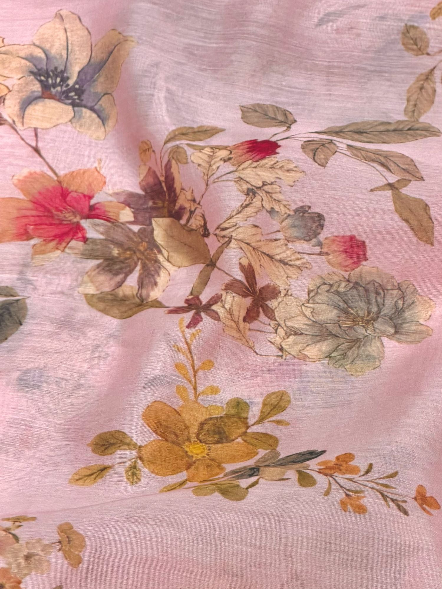 Pink Printed Mul Fabric