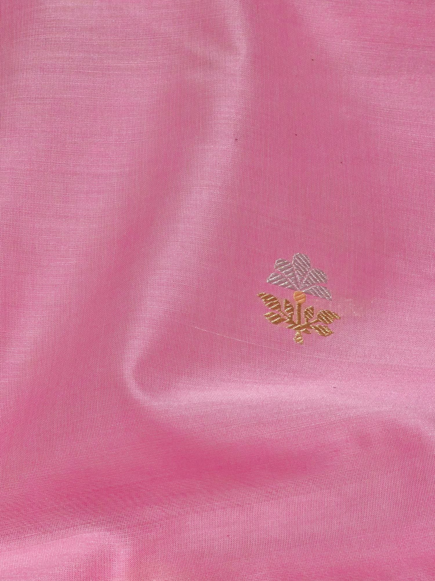 Soft Pink Premium Cotton Fabric With Floral Motif