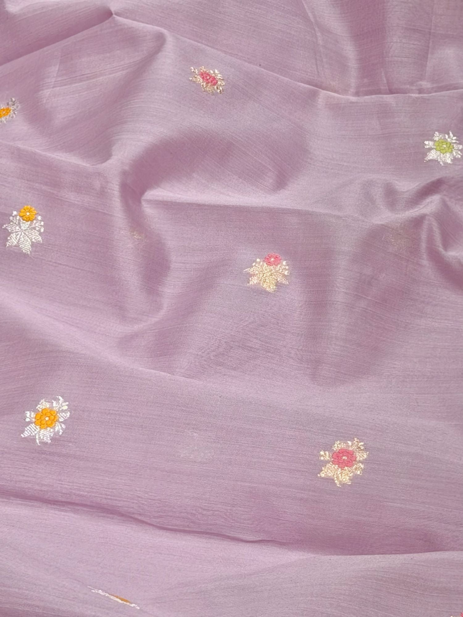 Soft Lavender Premium Cotton Fabric With Floral Motif