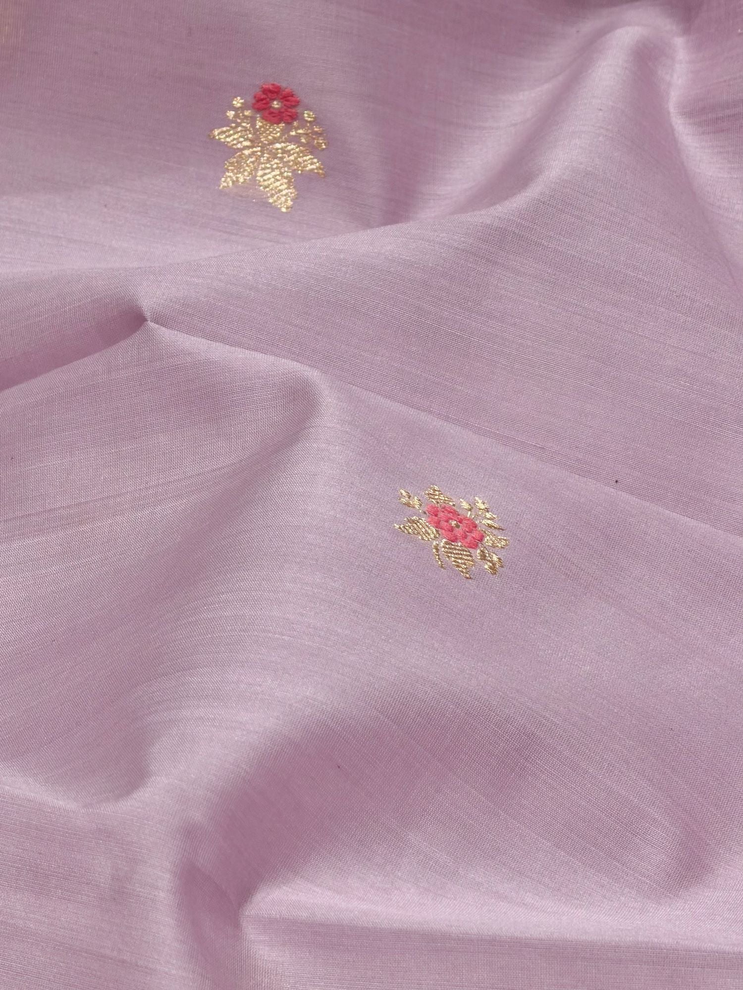 Soft Lavender Premium Cotton Fabric With Floral Motif