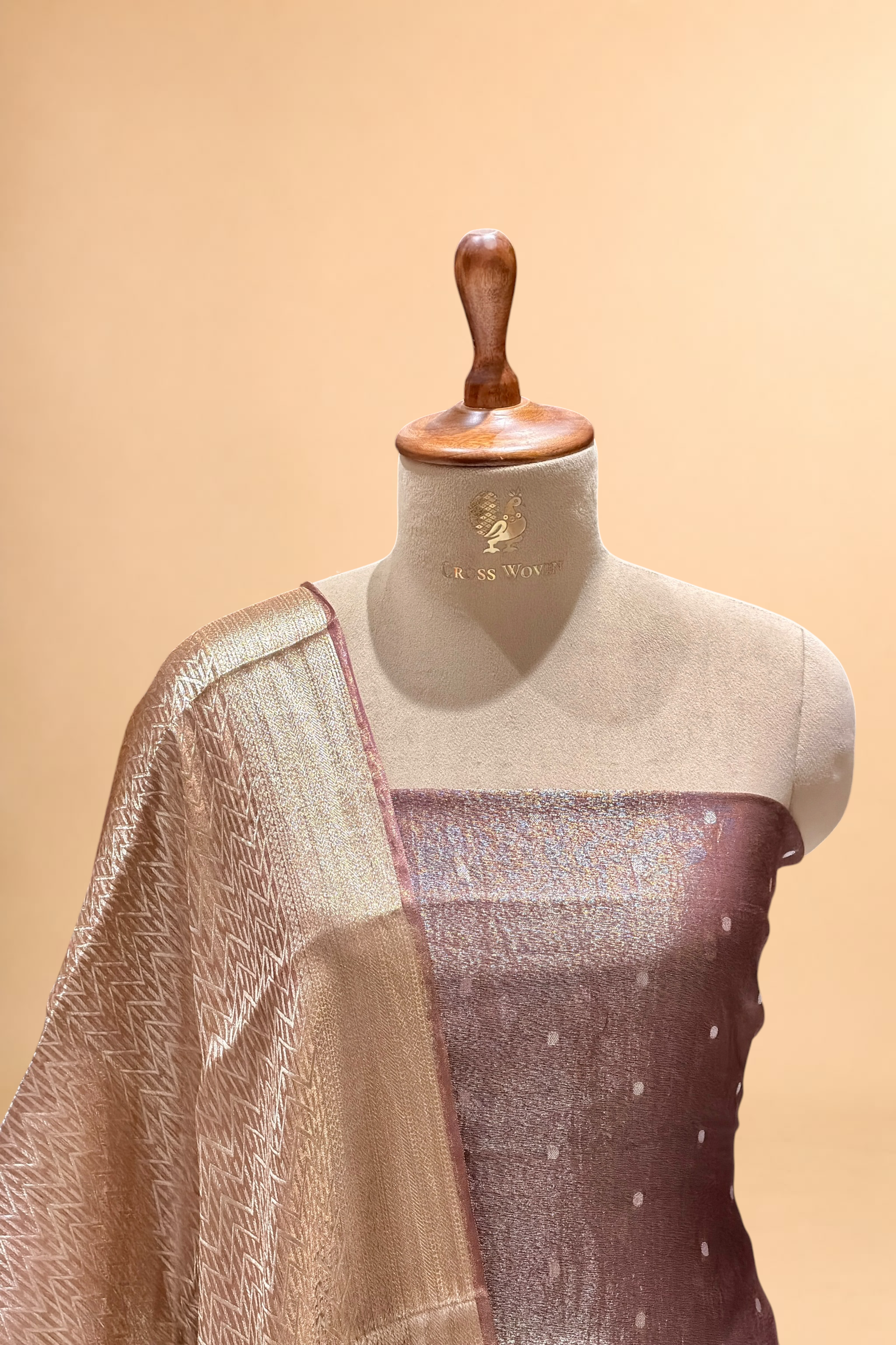 Brown Tissue Silk Suit Set with Brocade Dupatta