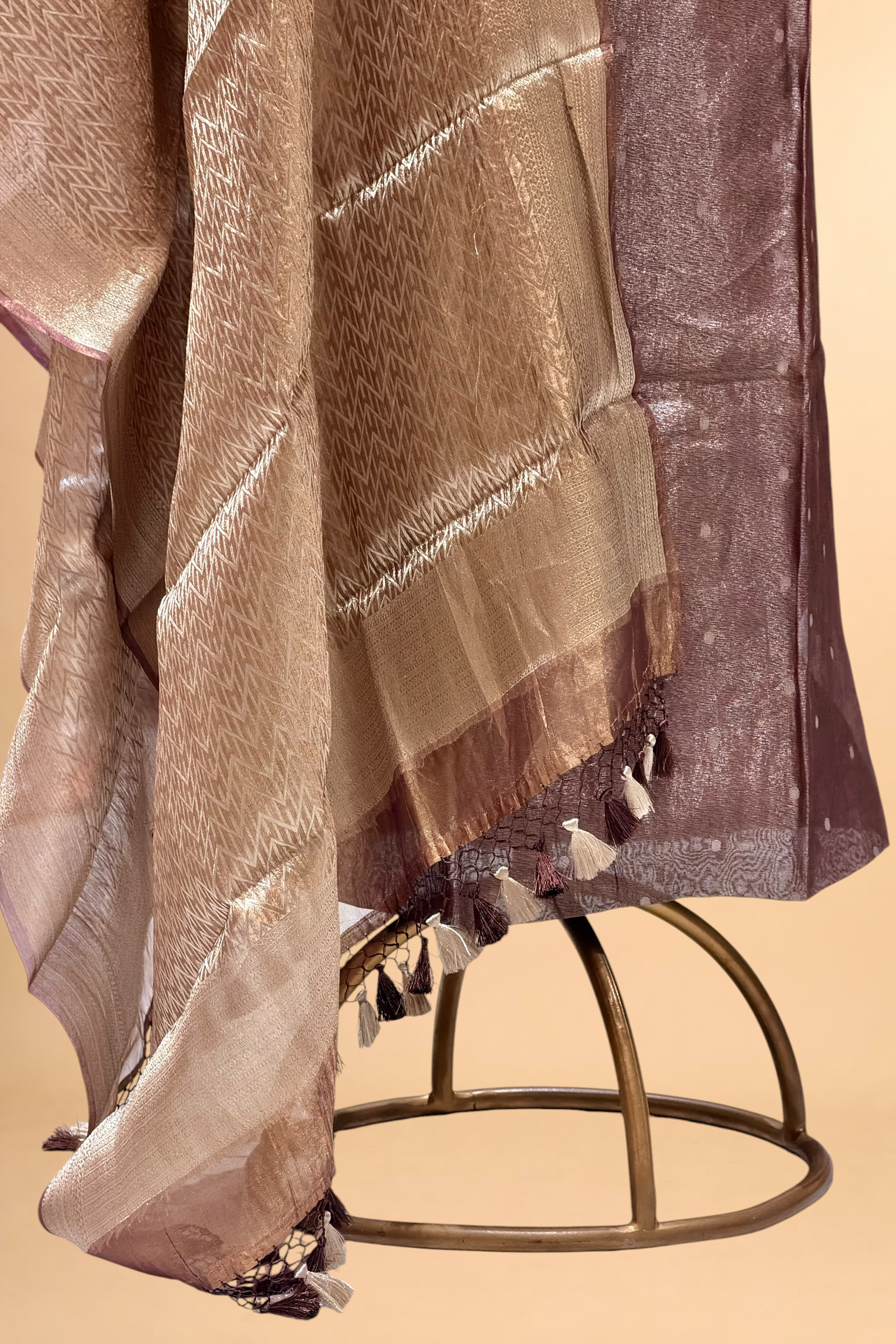 Brown Tissue Silk Suit Set with Brocade Dupatta