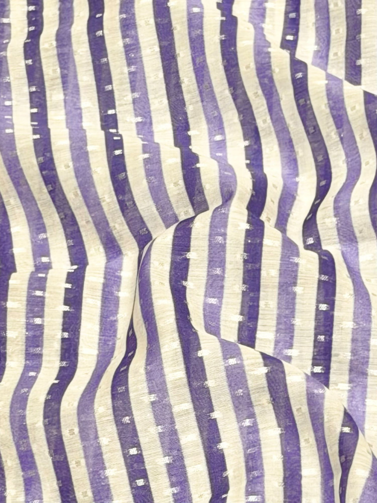 Ivory With Blue Stripe Pure Mul Fabric