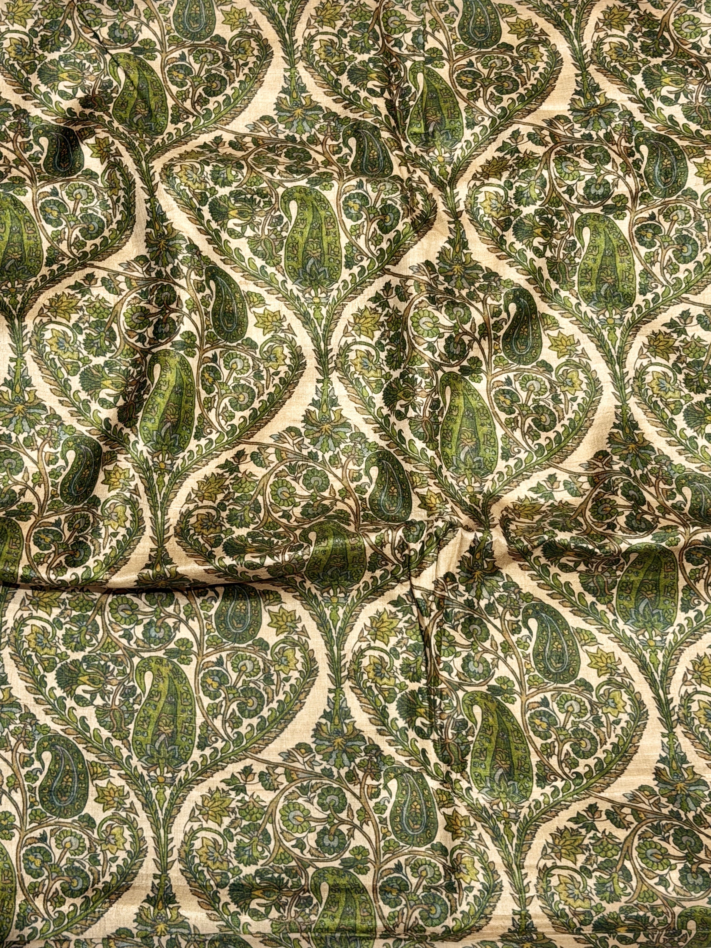 Ivory Tussar Kalamkari Printed Fabric