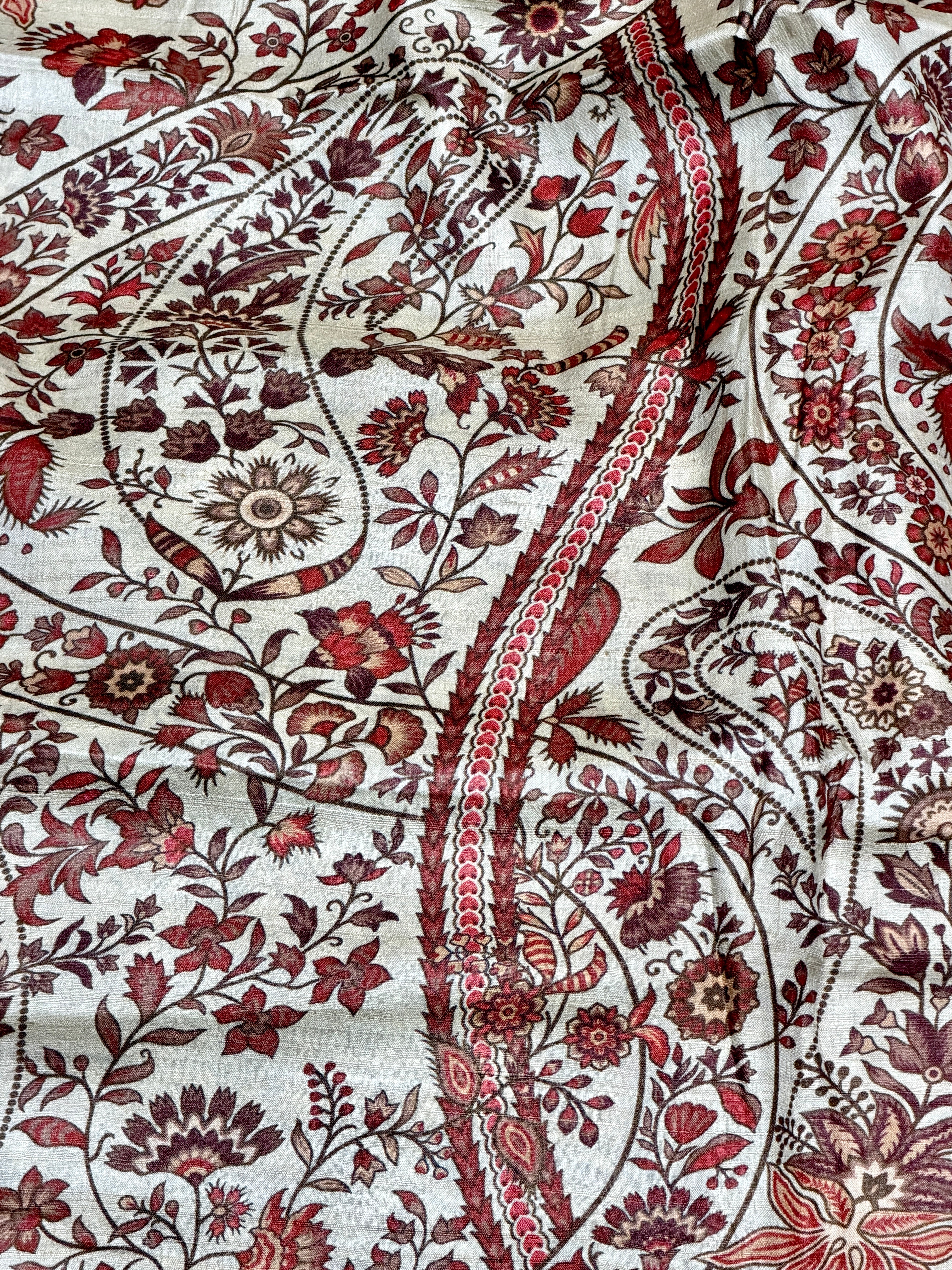 Ivory Tussar Kalamkari Printed Fabric