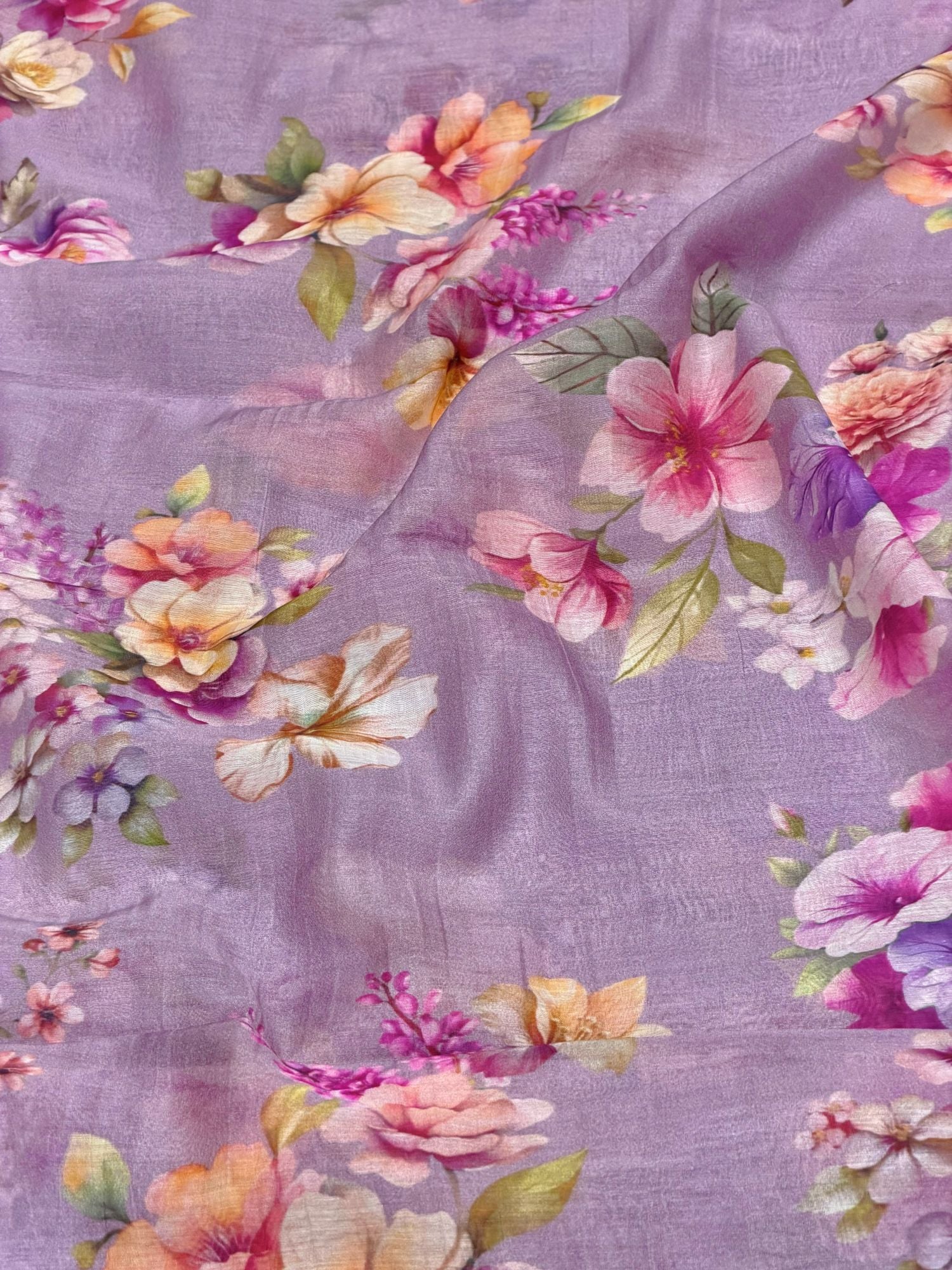 Lavender Purple Mul Floral Prints Fabric