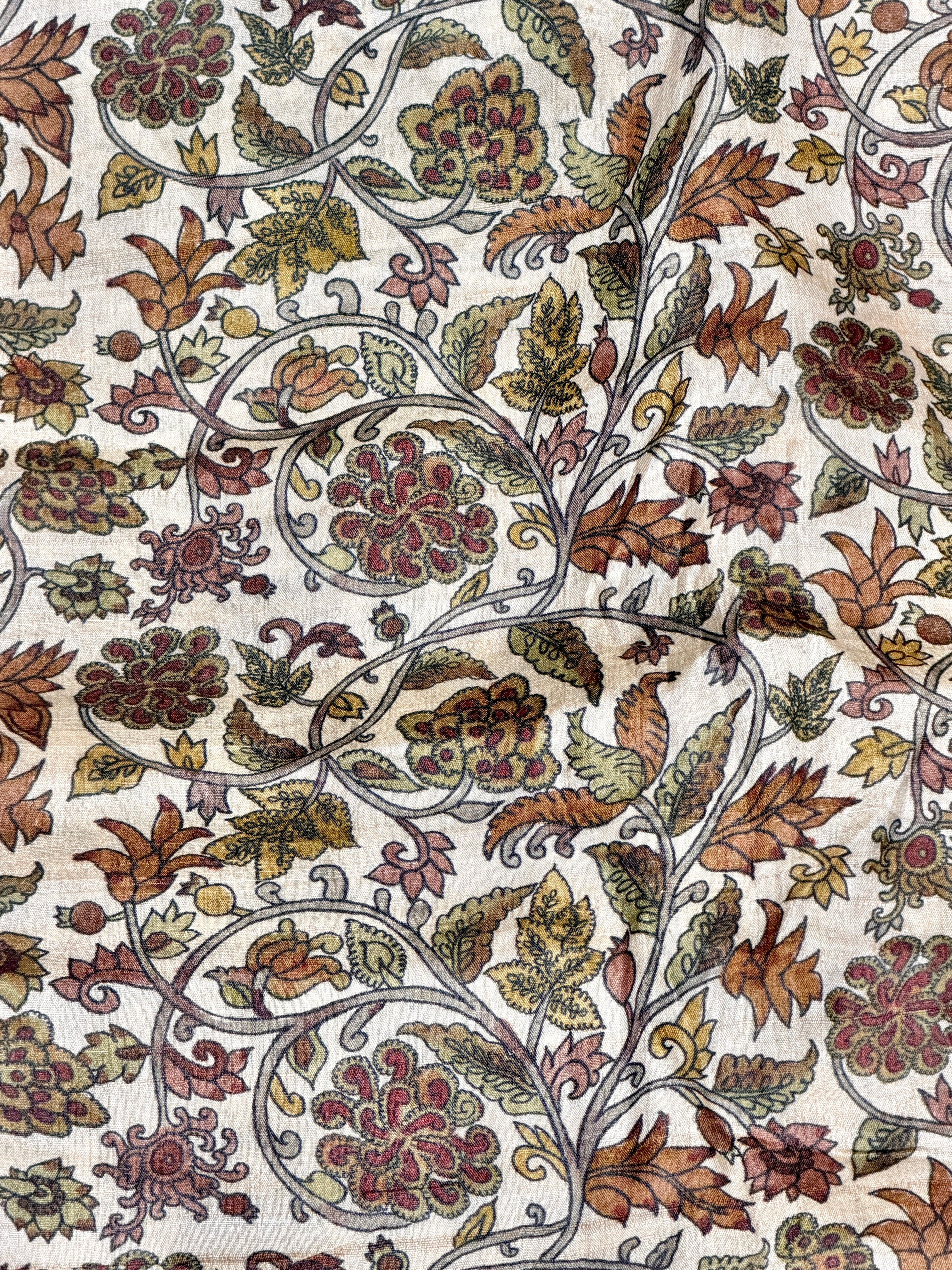 Ivory Tussar Kalamkari Printed Fabric