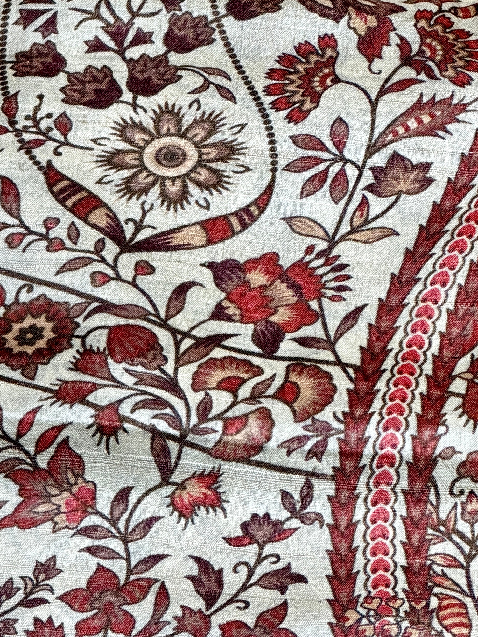 Ivory Tussar Kalamkari Printed Fabric