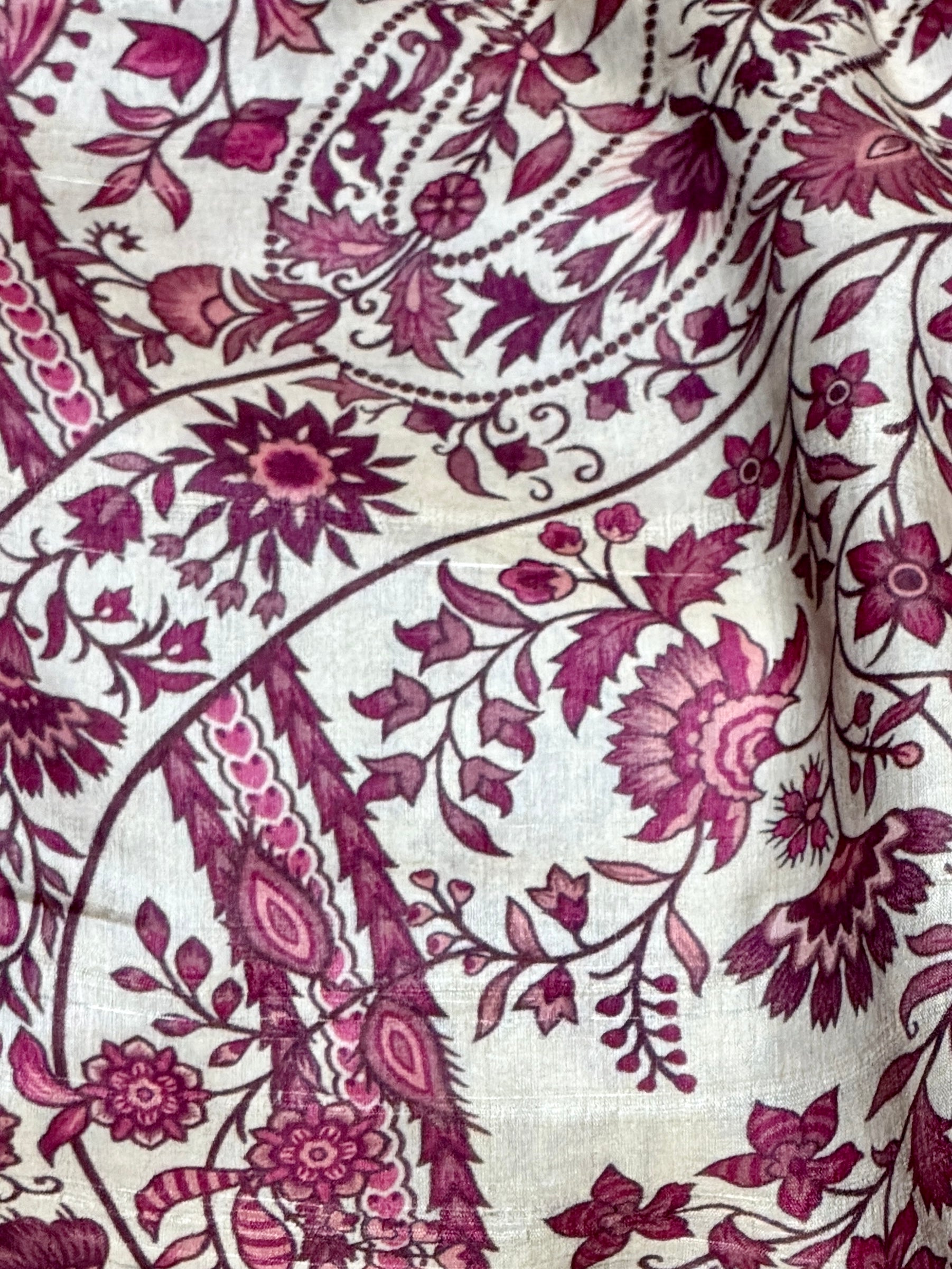 Ivory Tussar Kalamkari Printed Fabric