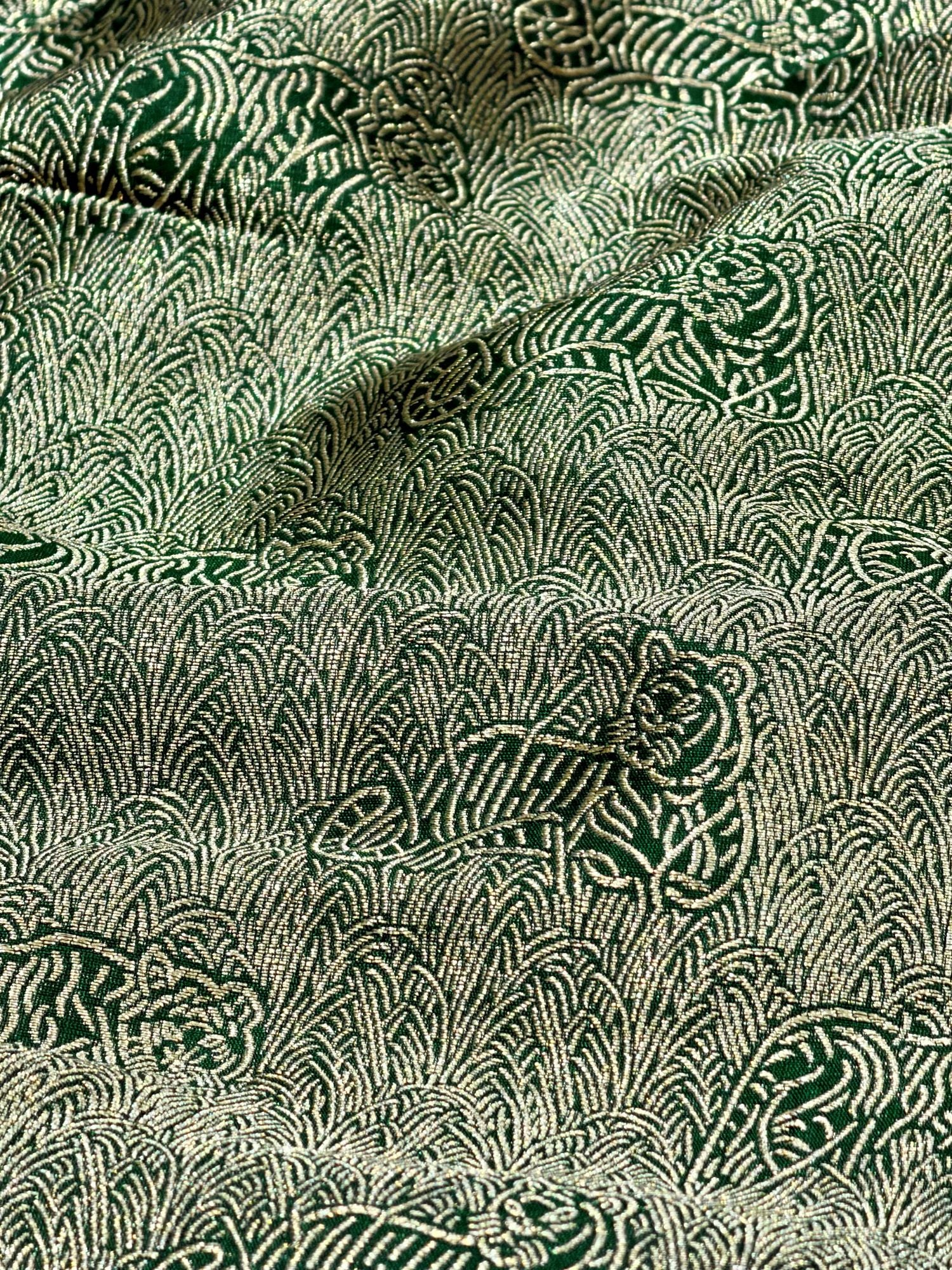 Bottle Green Brocade Katan Silk Handloom Fabric