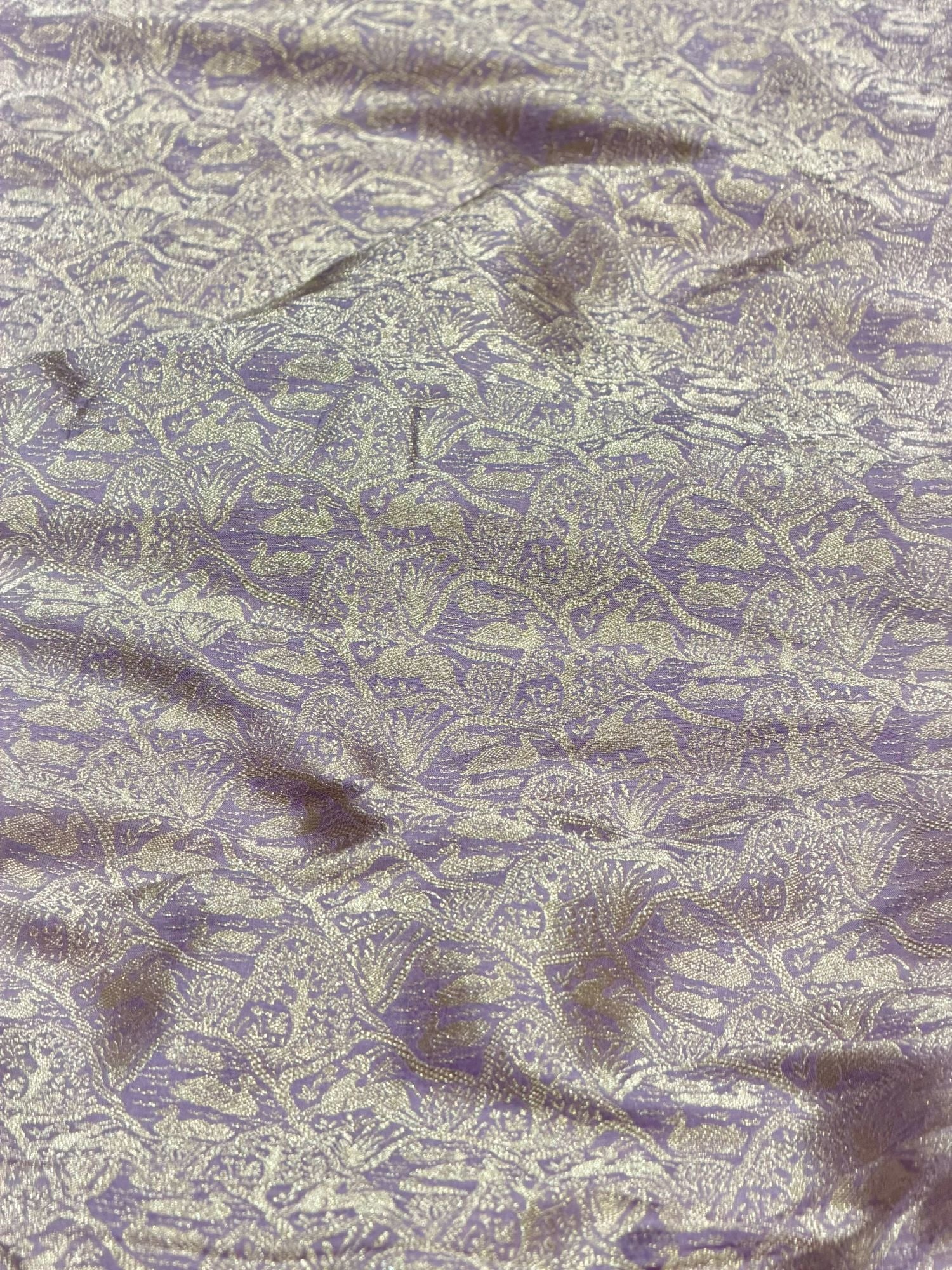 Lavender Brocade Katan Silk Handloom Fabric