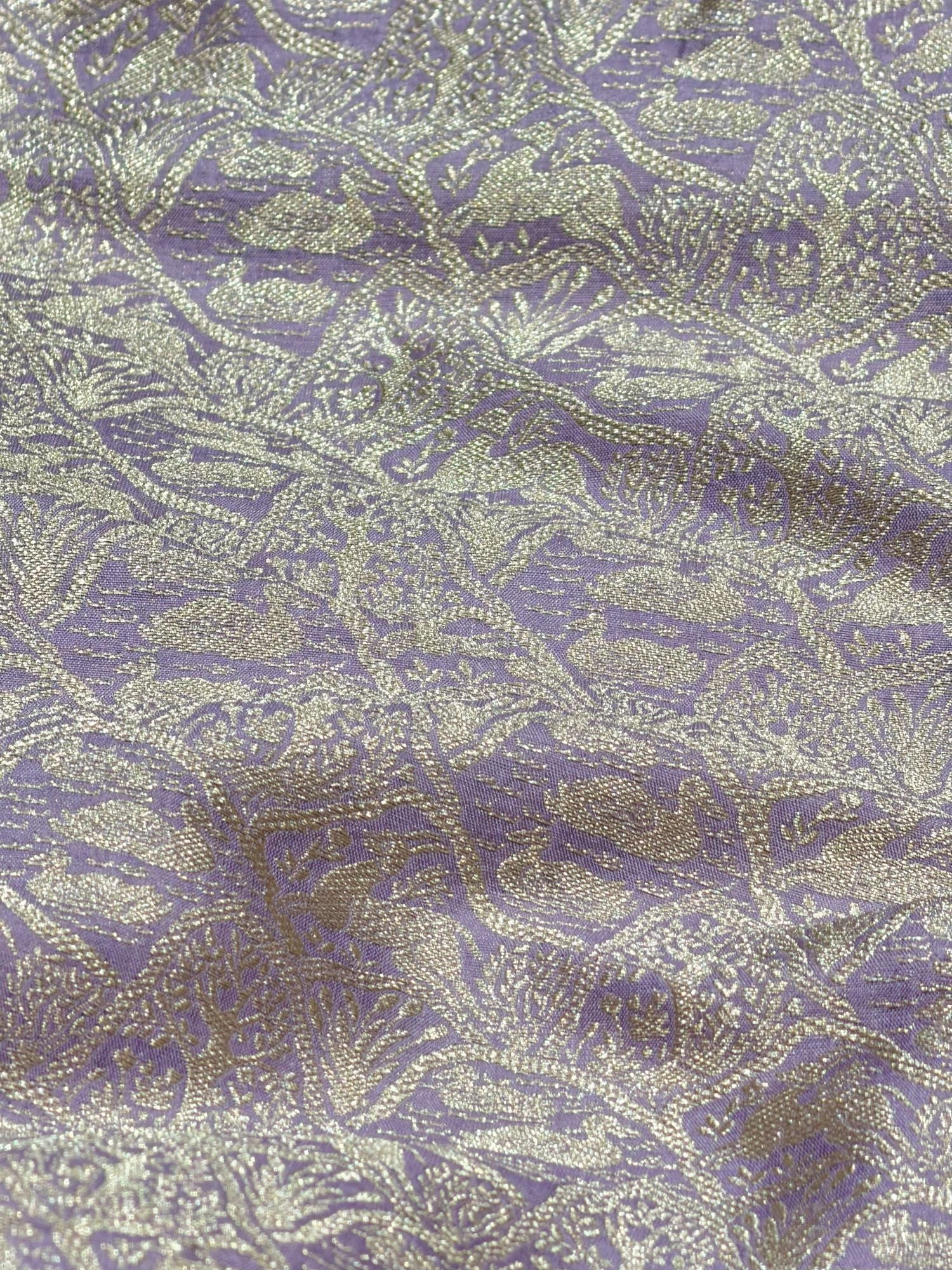 Lavender Brocade Katan Silk Handloom Fabric