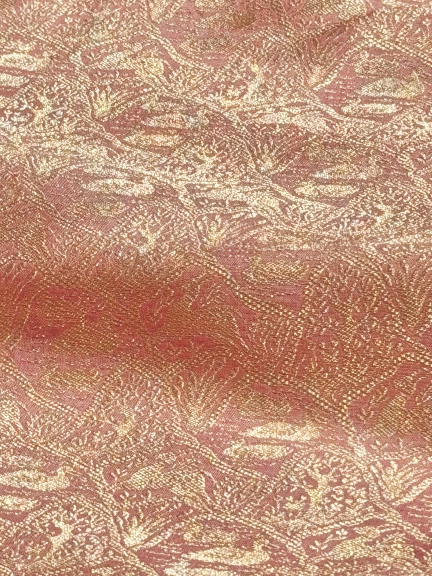 Peach Brocade Katan Silk Handloom Fabric