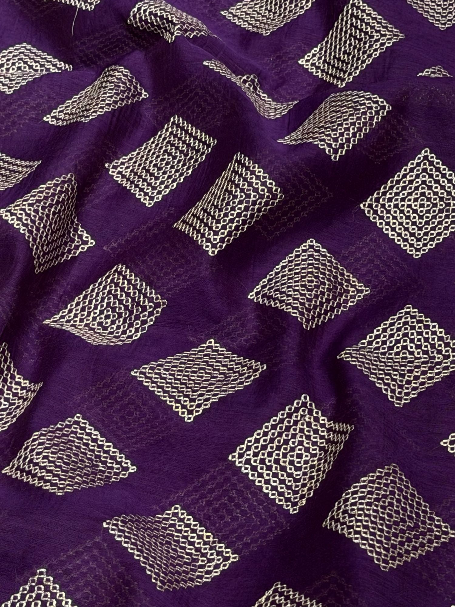 Deep Purple Mul Embroidered Fabric