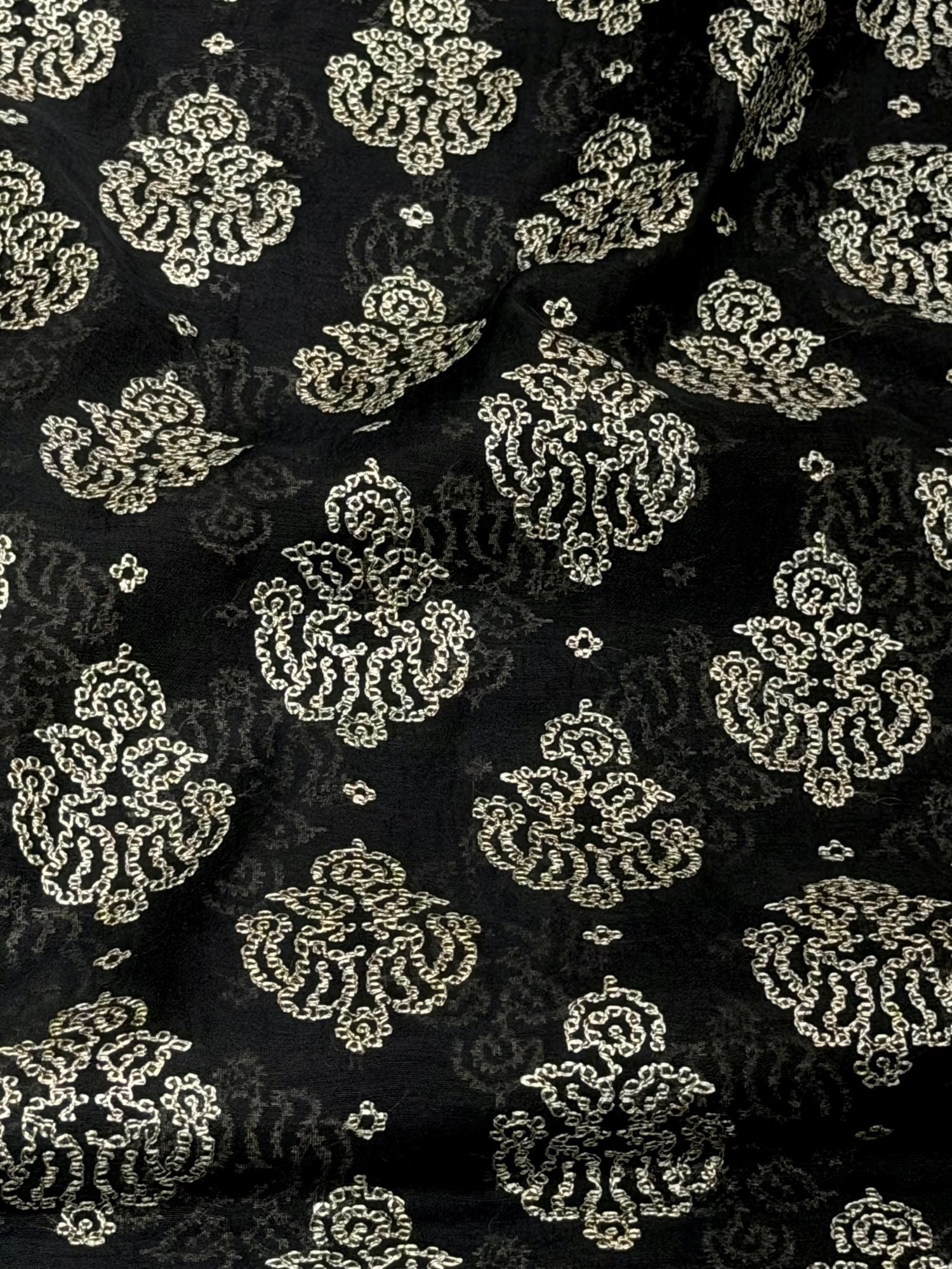 Black Mul Embroidered Fabric
