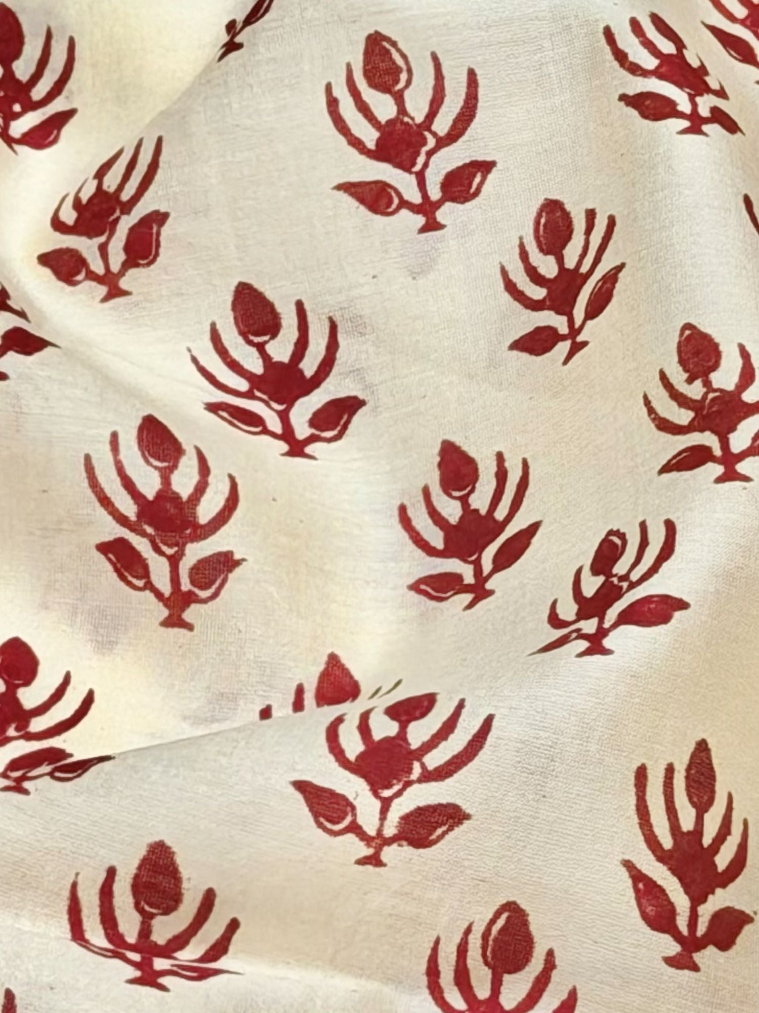 Pure Chanderi Silk Fabric With Black Hand Block Prints