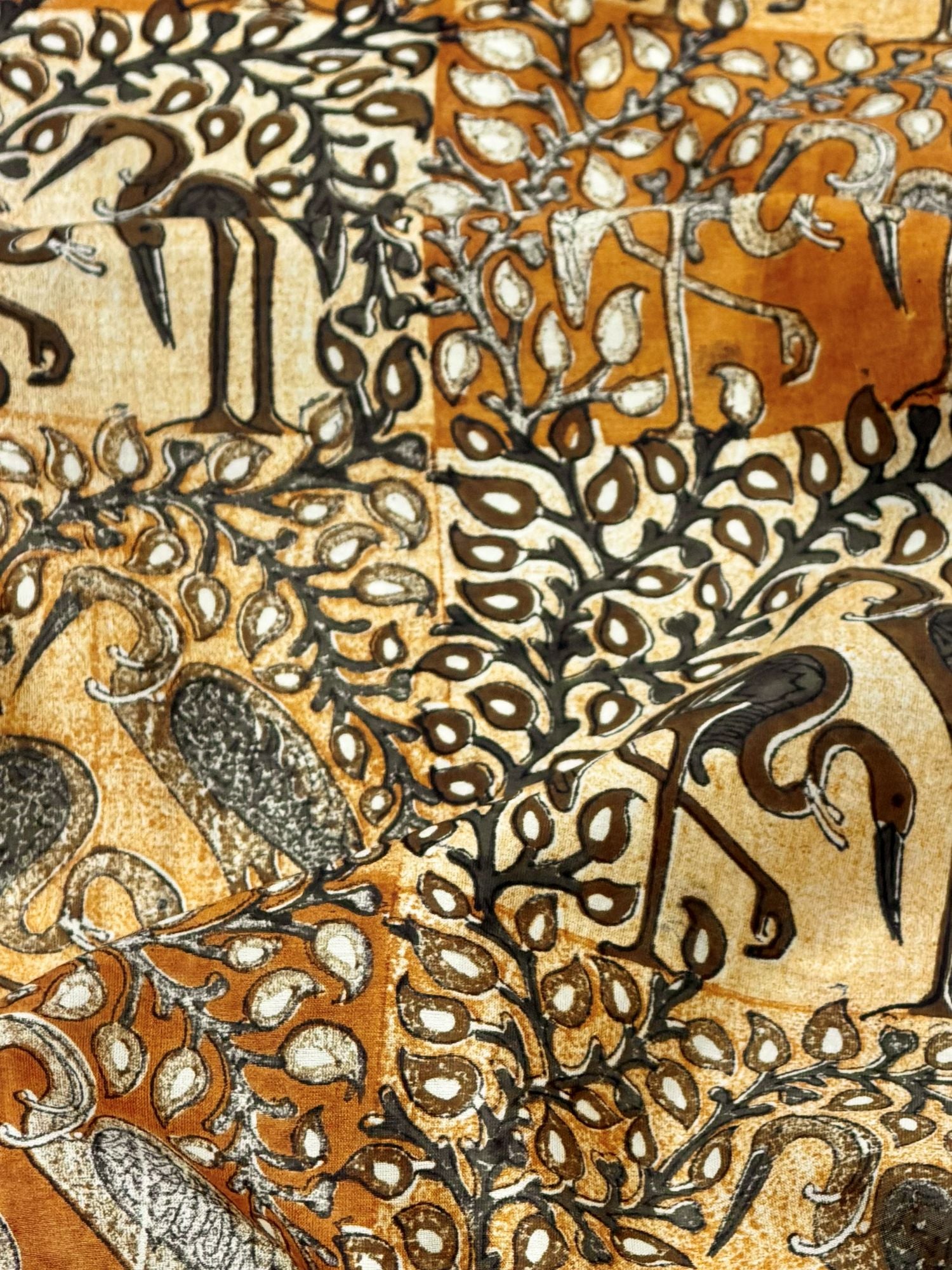 Pure Chanderi Silk Fabric With Yellow Hand Block Prints