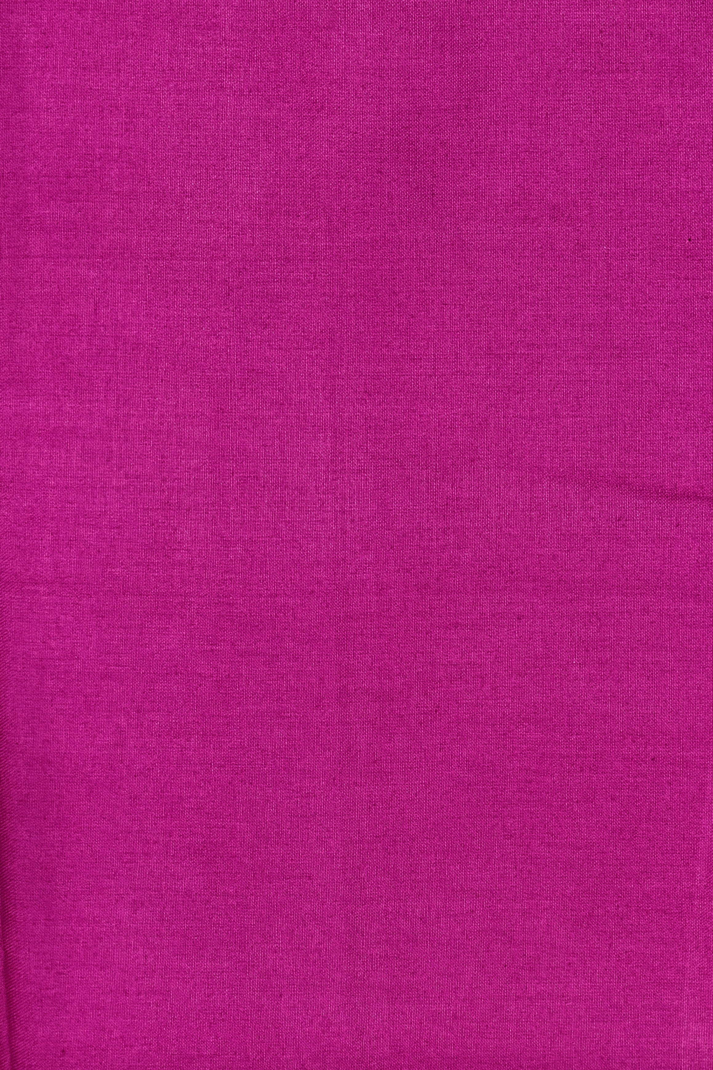 Magenta Pink Pure Tusser Silk Suit Set With Indian Folk Print Dupatta