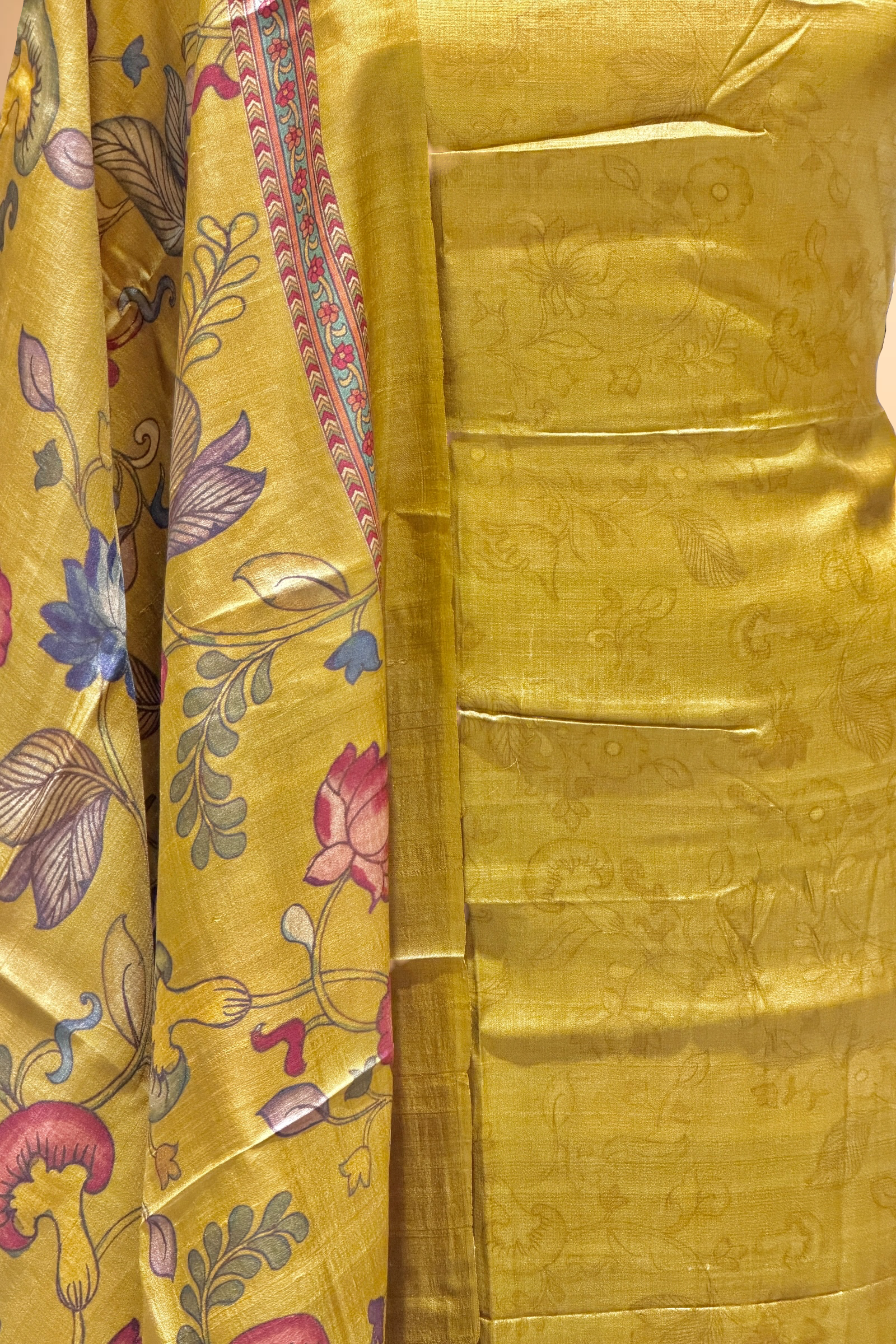 Mustard Yellow Pure Tusser Silk Suit Set