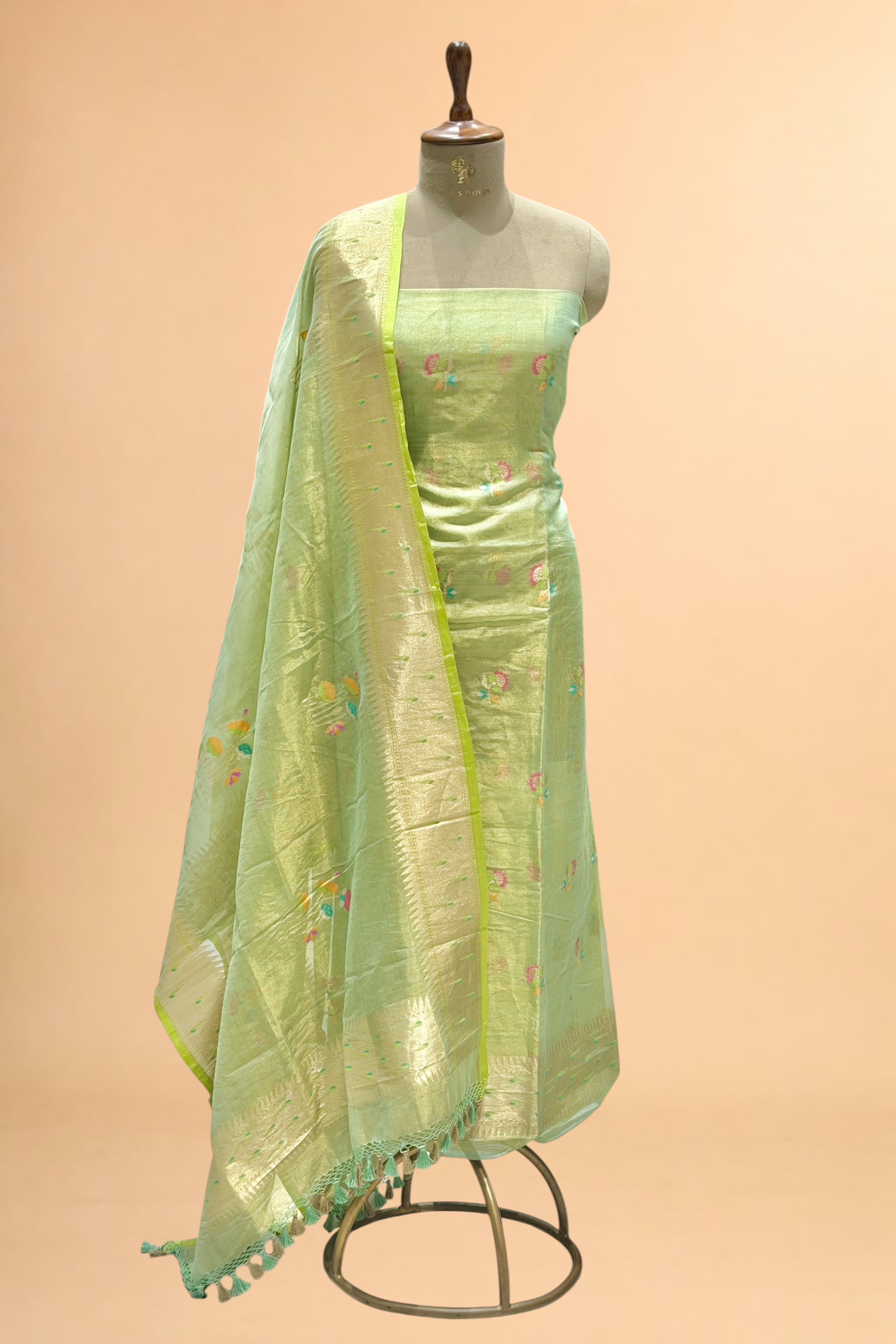 Sage Green Tissue Jamdani Suit Set
