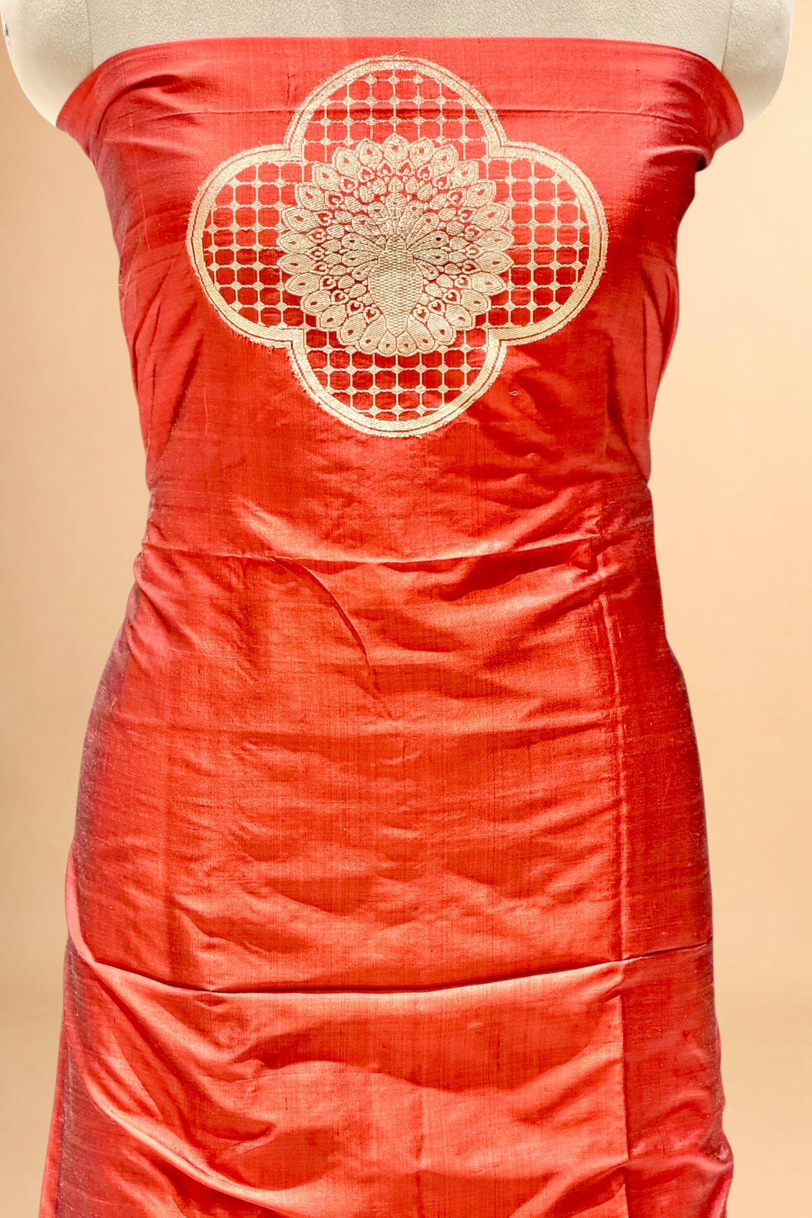 Coral Red Katan Silk Co-ord Set
