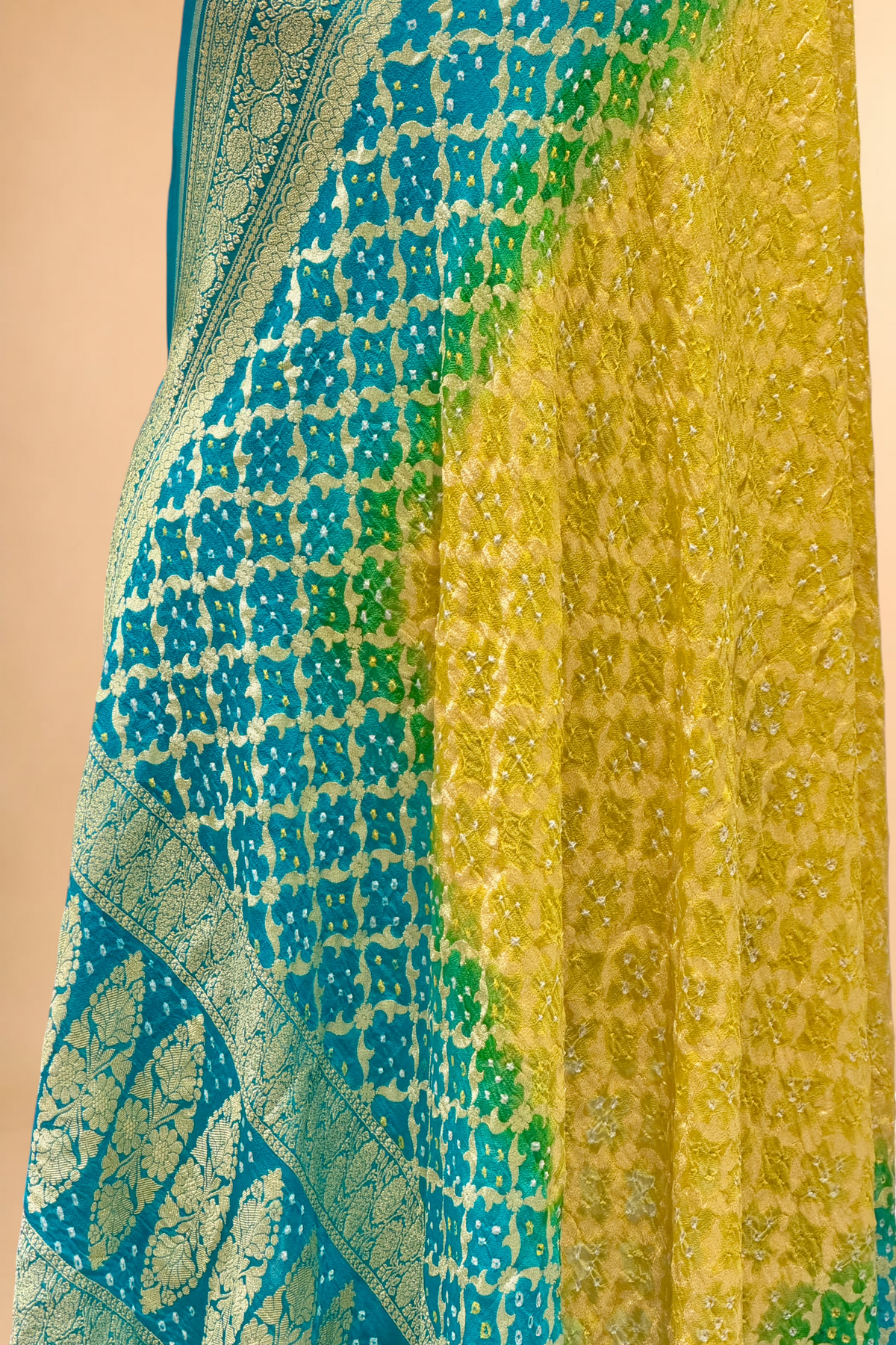 Turquoise Blue Georgette Khaddi Banarasi Handloom Dupatta
