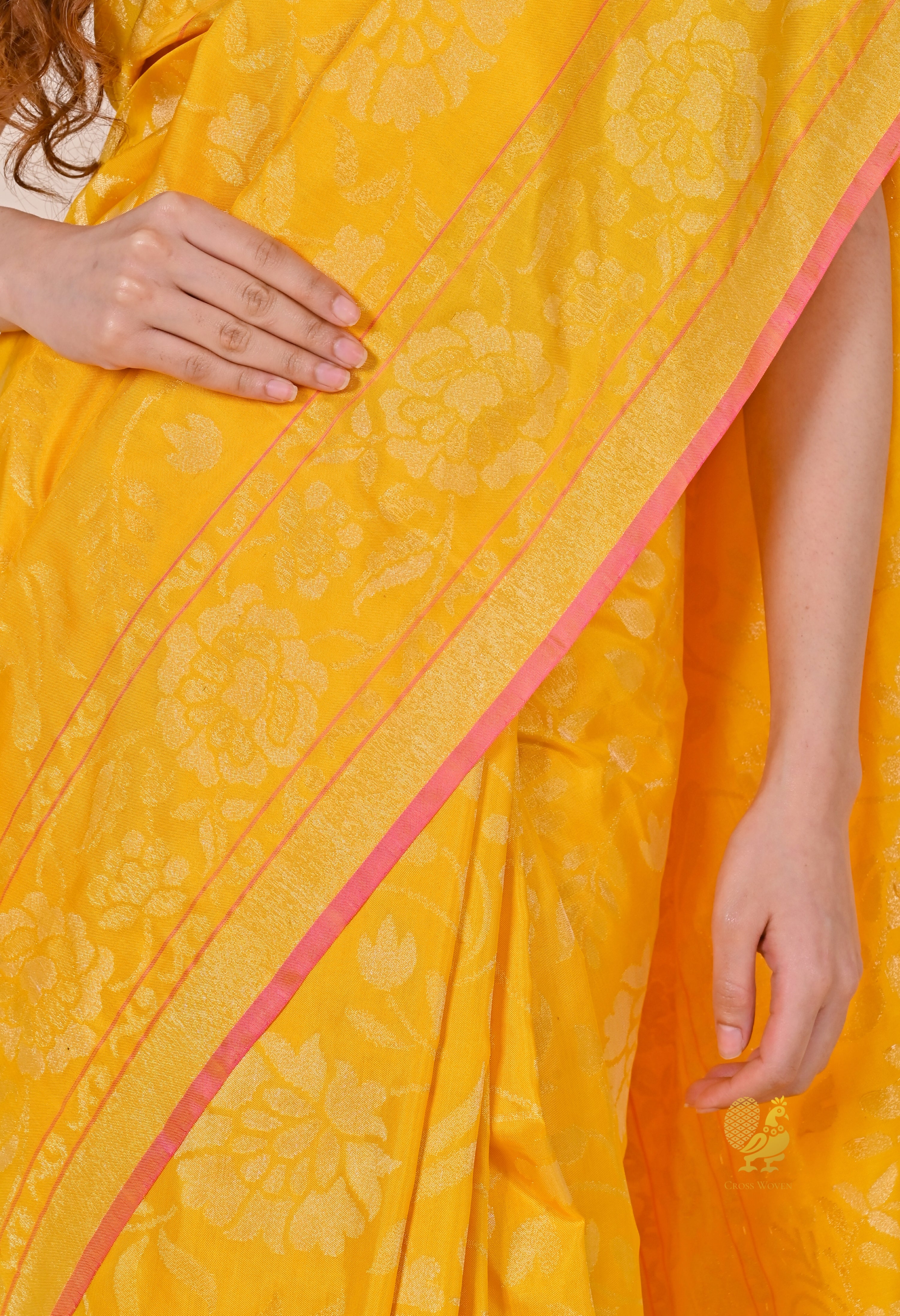 Golden Yellow Real Zari Pure Katan Silk Saree