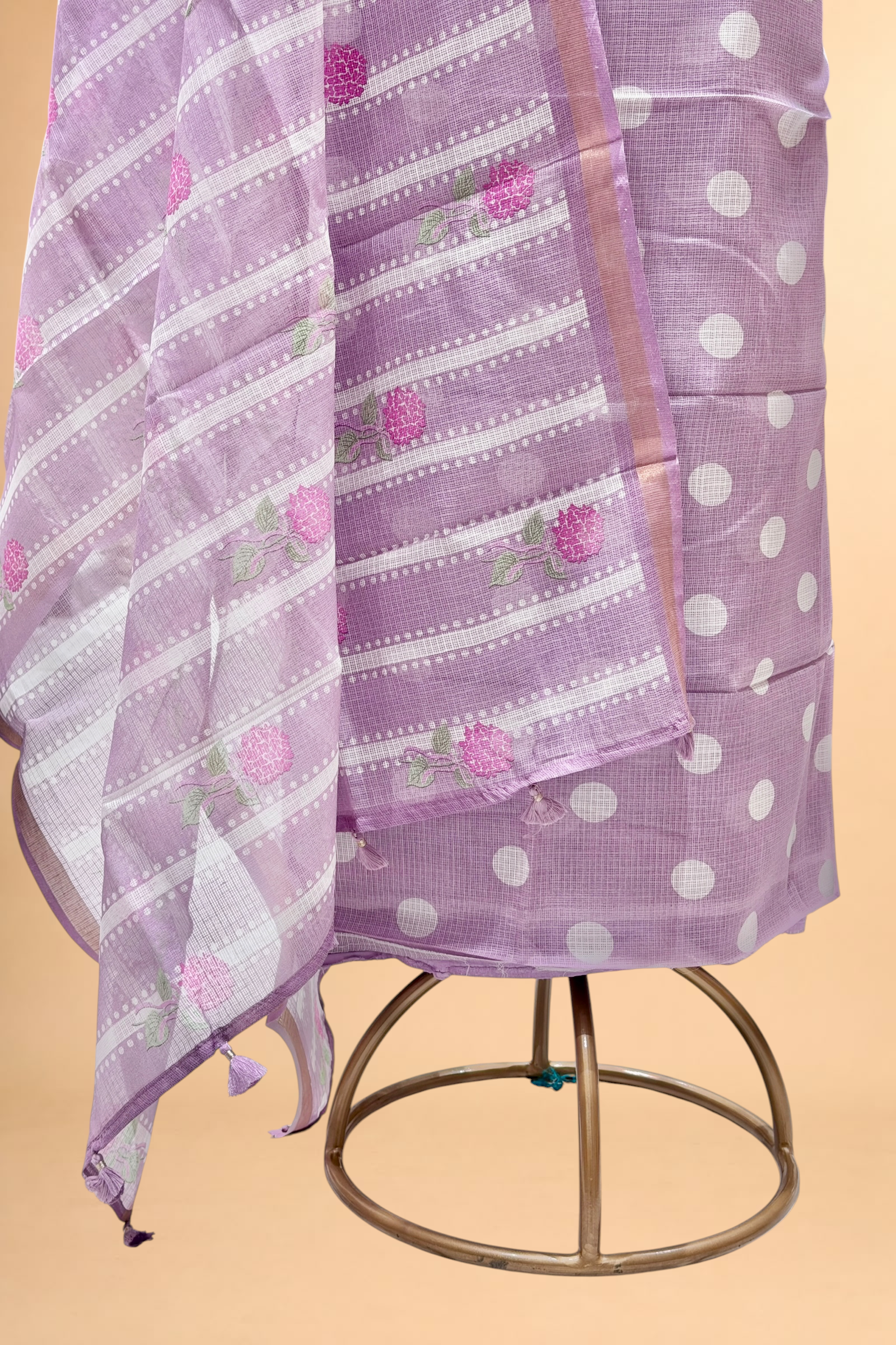 Lavender Purple Pure Kota Silk Suit Sets