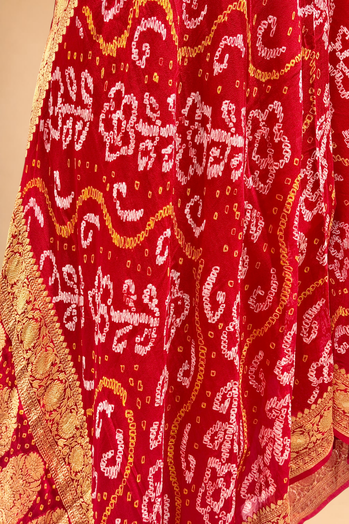 Red Georgette Khaddi Rai Bandhani Dupatta