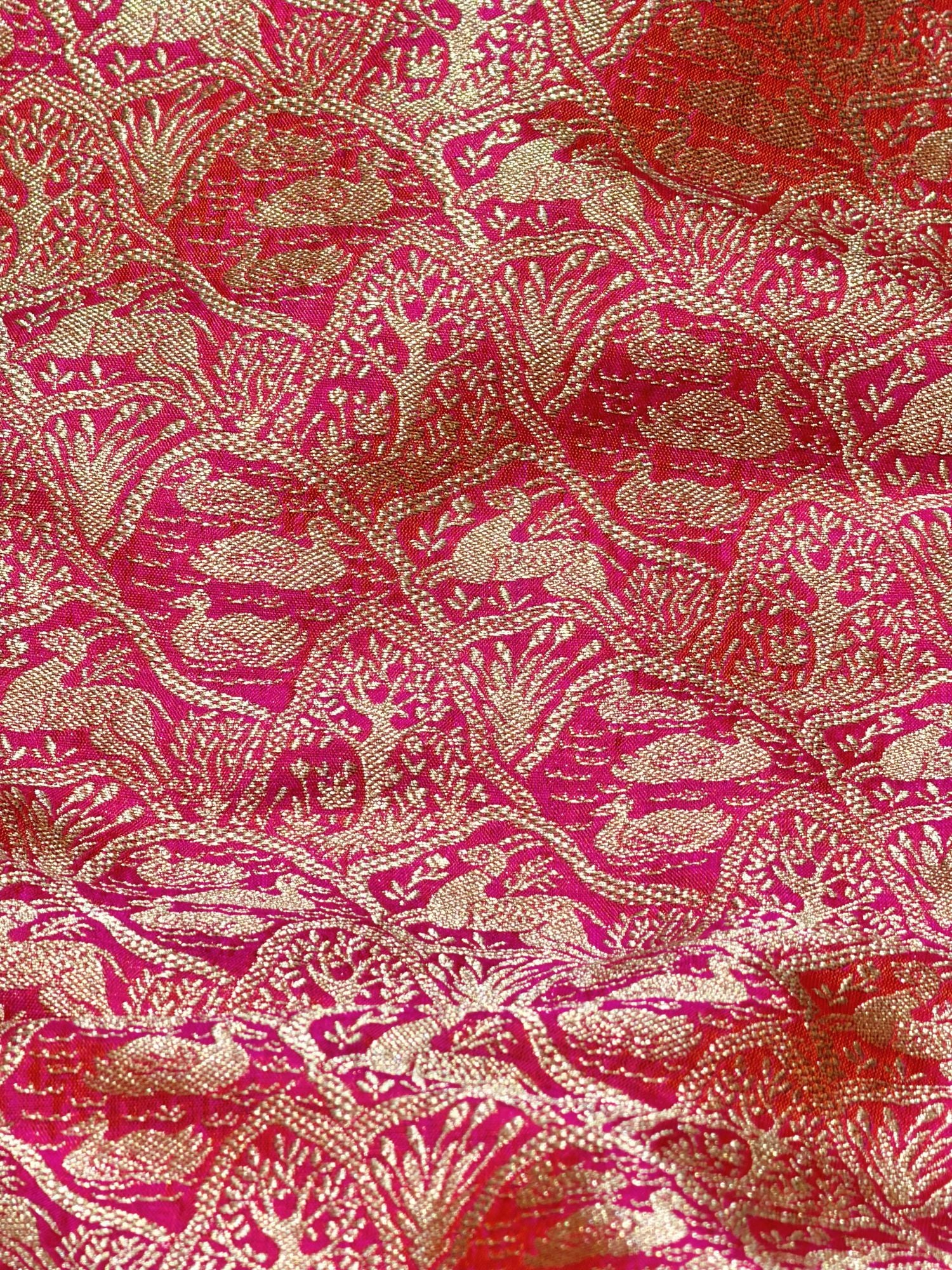 Dual Tone Brocade Katan Silk Handloom Fabric