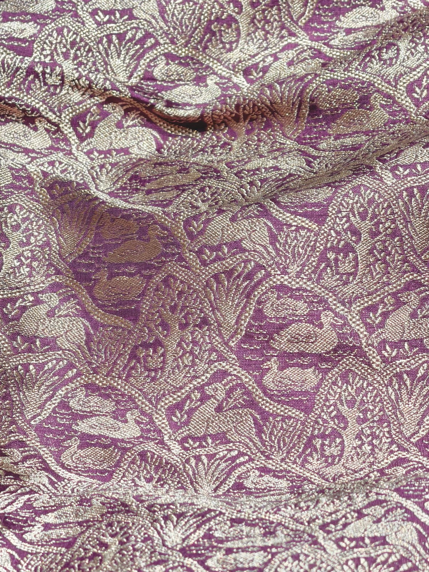 Dusty Mauve Brocade Katan Silk Handloom Fabric
