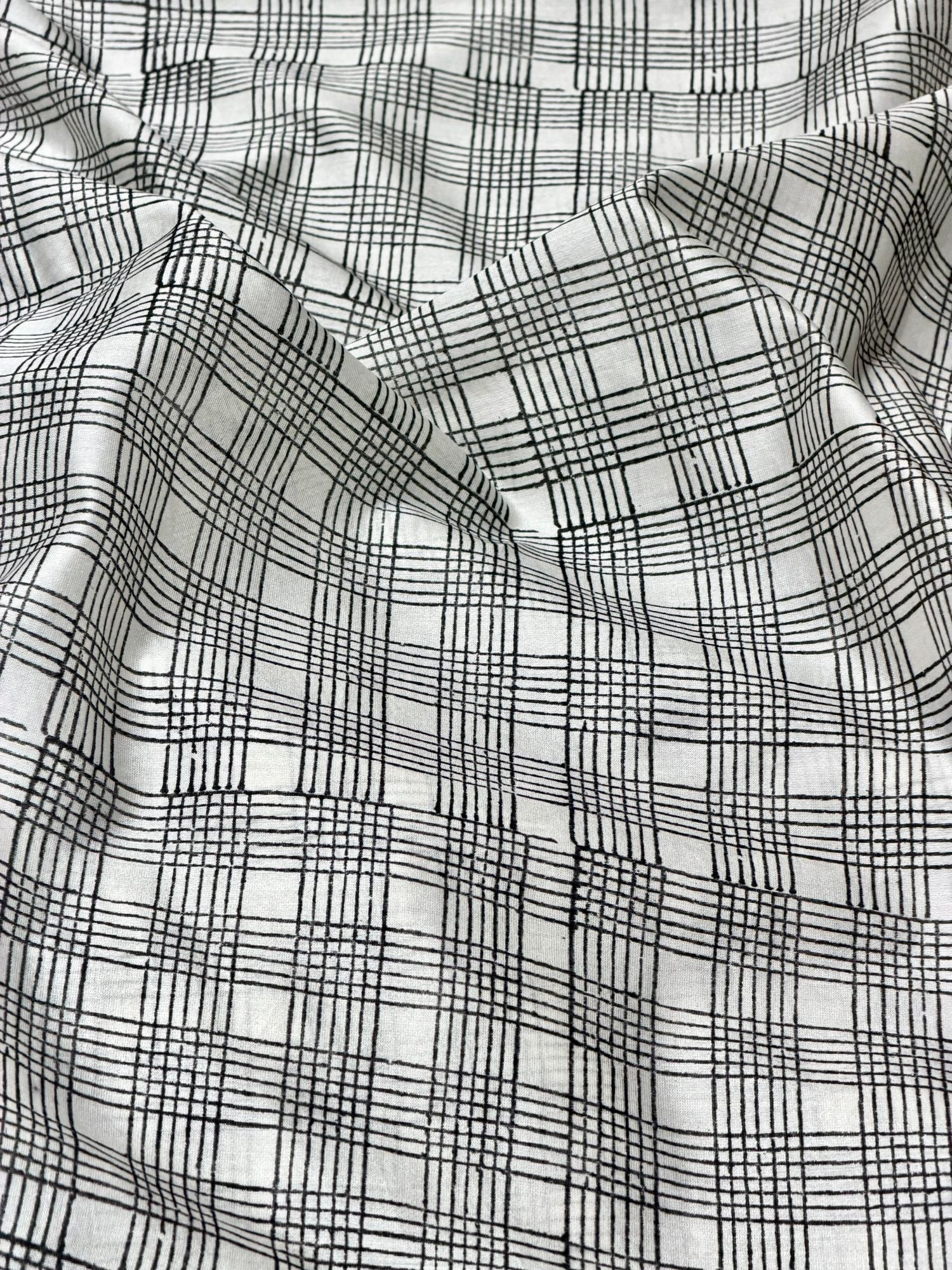 White Chanderi Silk Fabric With Hand Block Print