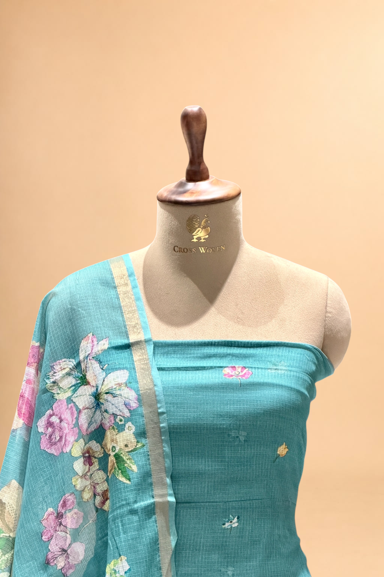 Teal Pure Kota Silk Suit Set